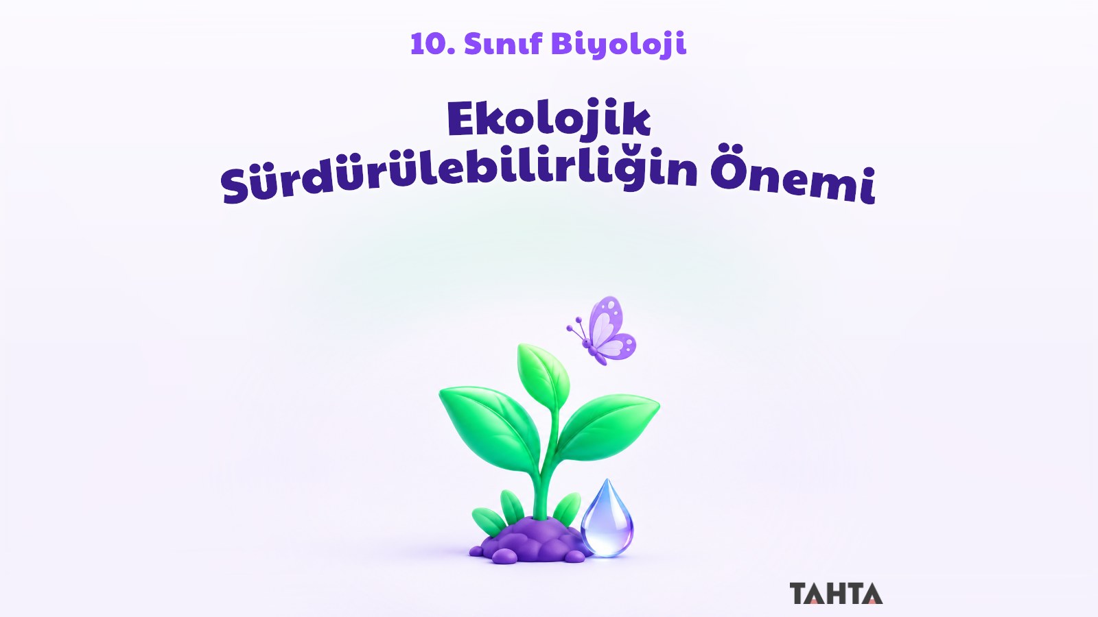 Fidan, su damlası ve kelebekle ekolojik sürdürülebilirliği simgeleyen kapak görseli