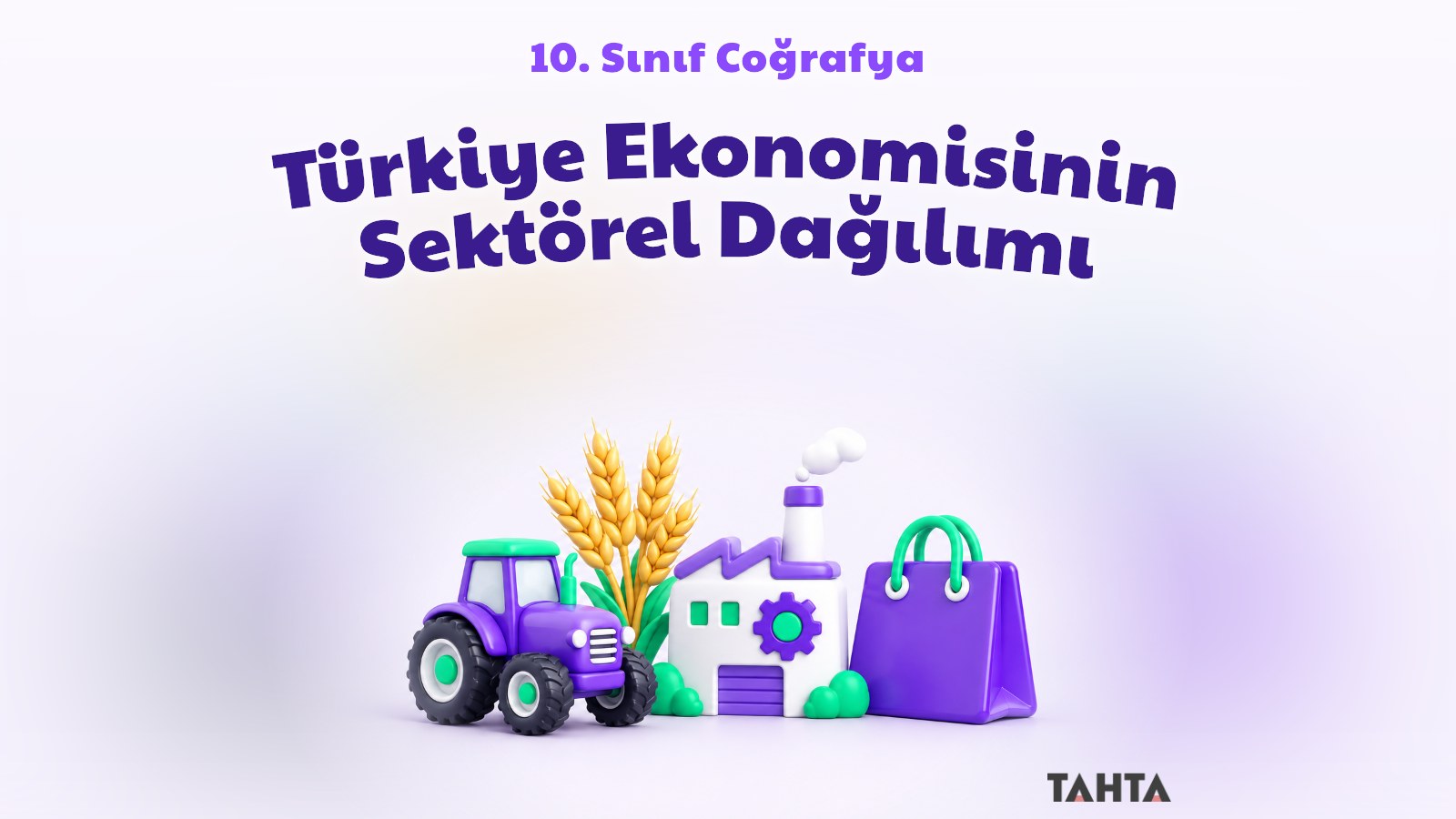 Traktör, fabrika ve alışveriş çantasıyla Türkiye ekonomisinin sektörlerini simgeleyen kapak görseli