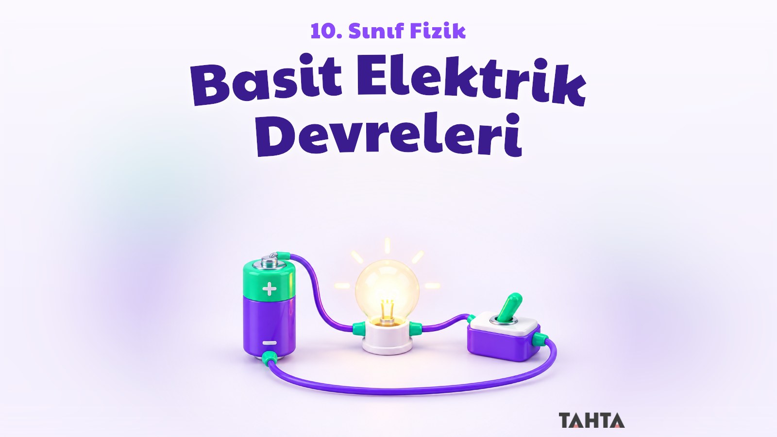 Pil, ampul ve anahtarın kablo halkasıyla bağlandığı basit elektrik devreleri kapak görseli