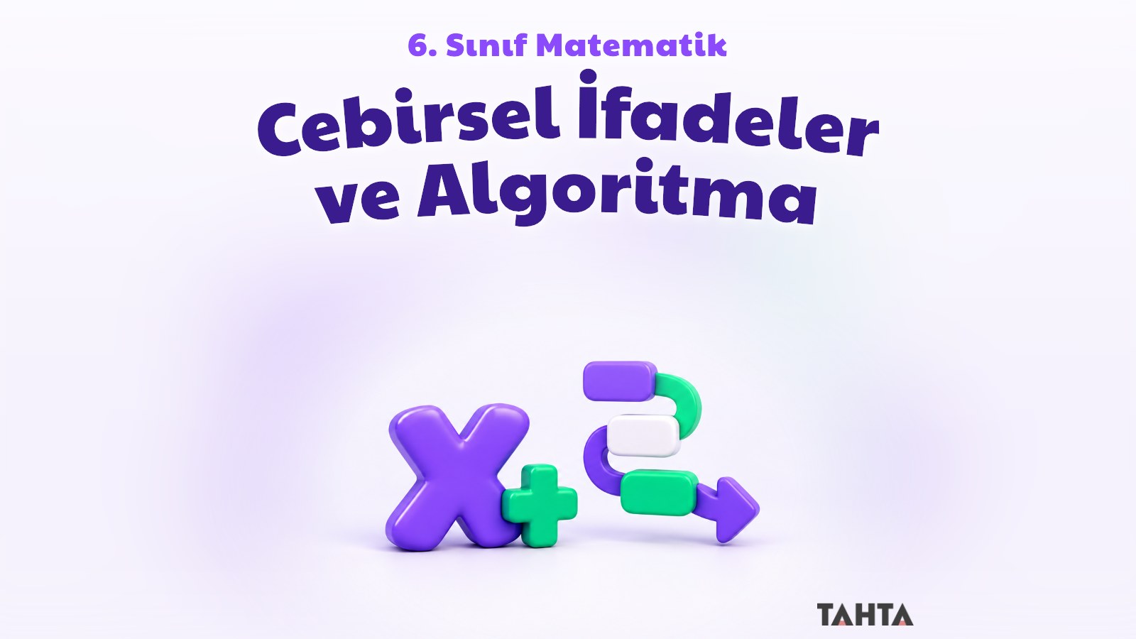 Cebirsel ifade bloğu ve akış şeması okunu simgeleyen sevimli 3B kapak görseli