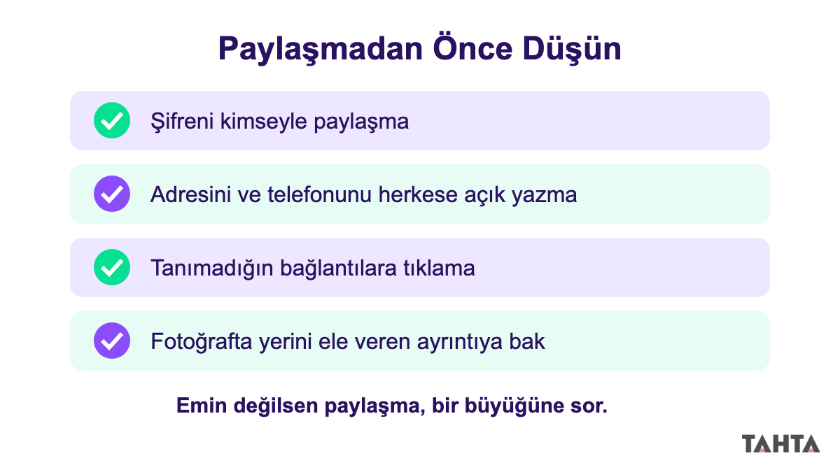Sosyal medyada paylaşmadan önce şifre, adres, bağlantı ve fotoğraf için dijital güvenlik kontrol listesi