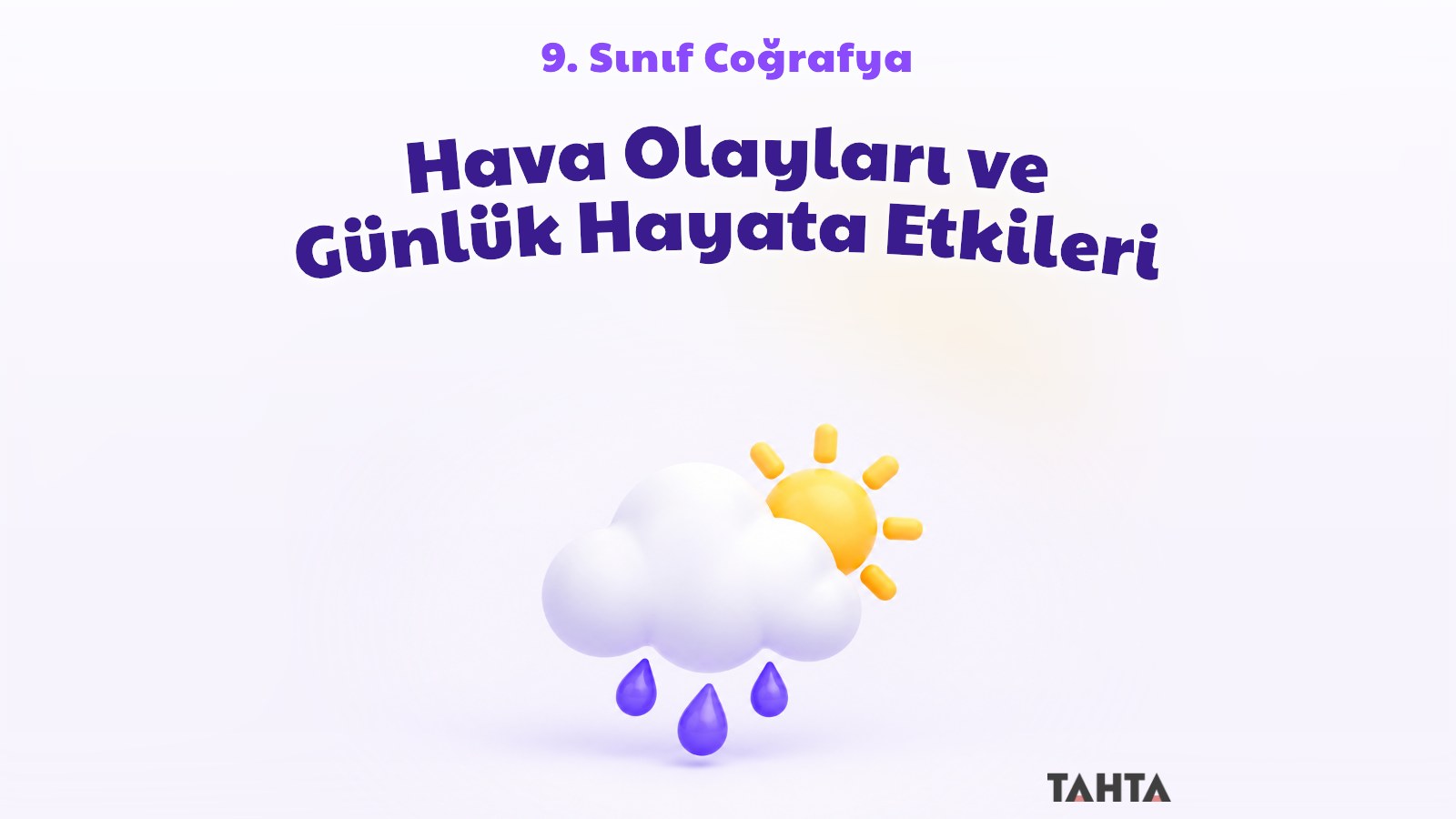 Hava olayları konu anlatımı yazısı için bulut ve güneş figürlü kapak görseli