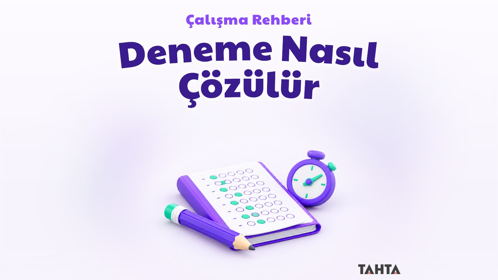 Deneme sınavı kitapçığı, cevap formu, kalem ve kronometreden oluşan rehber kapağı