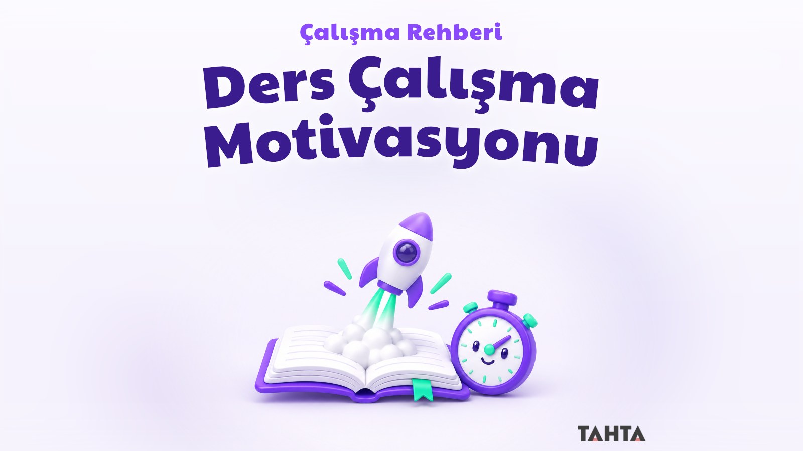 Defterden yükselen roket ve kronometreyle ders çalışma motivasyonu kapak görseli