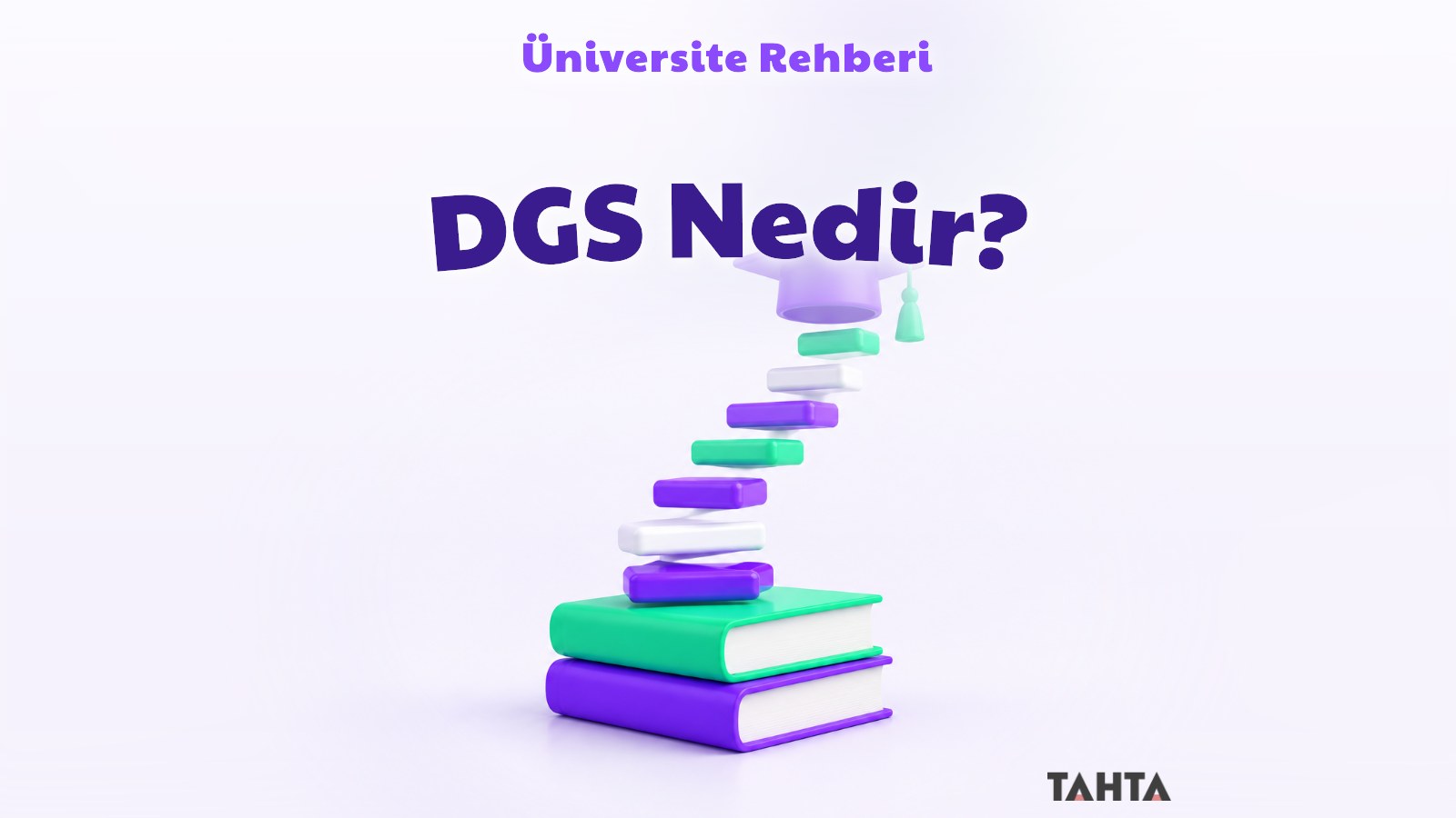 Kitap yığınından mezuniyet kepine uzanan merdiven, önlisanstan lisansa dikey geçişi simgeliyor