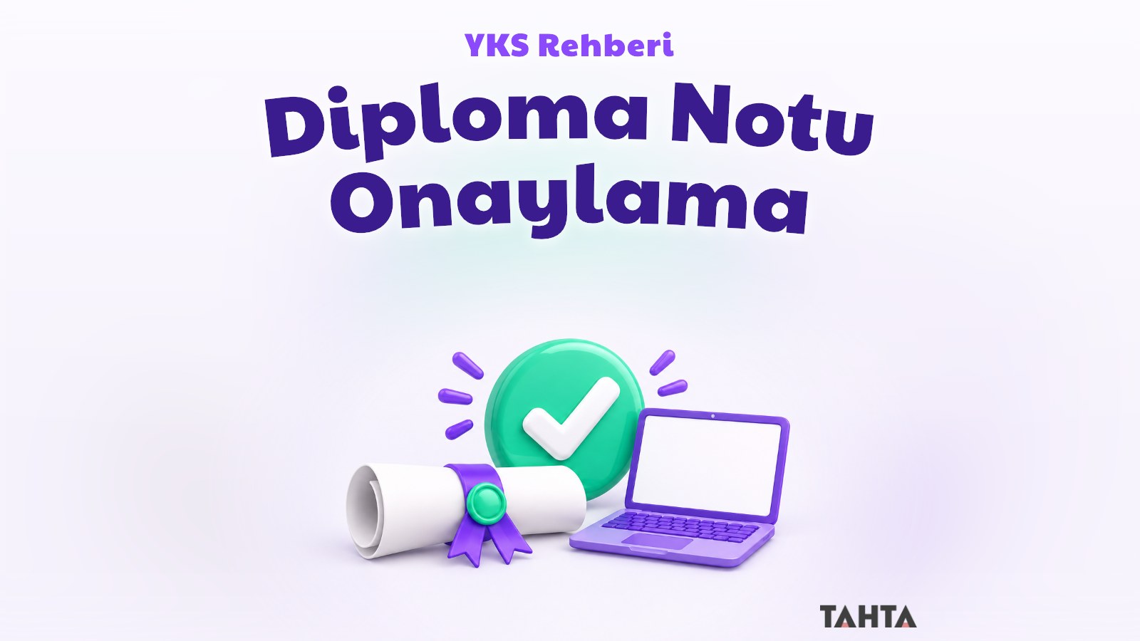 Diploma rulosu, onay işareti ve dizüstü bilgisayardan oluşan diploma notu onaylama kapak görseli