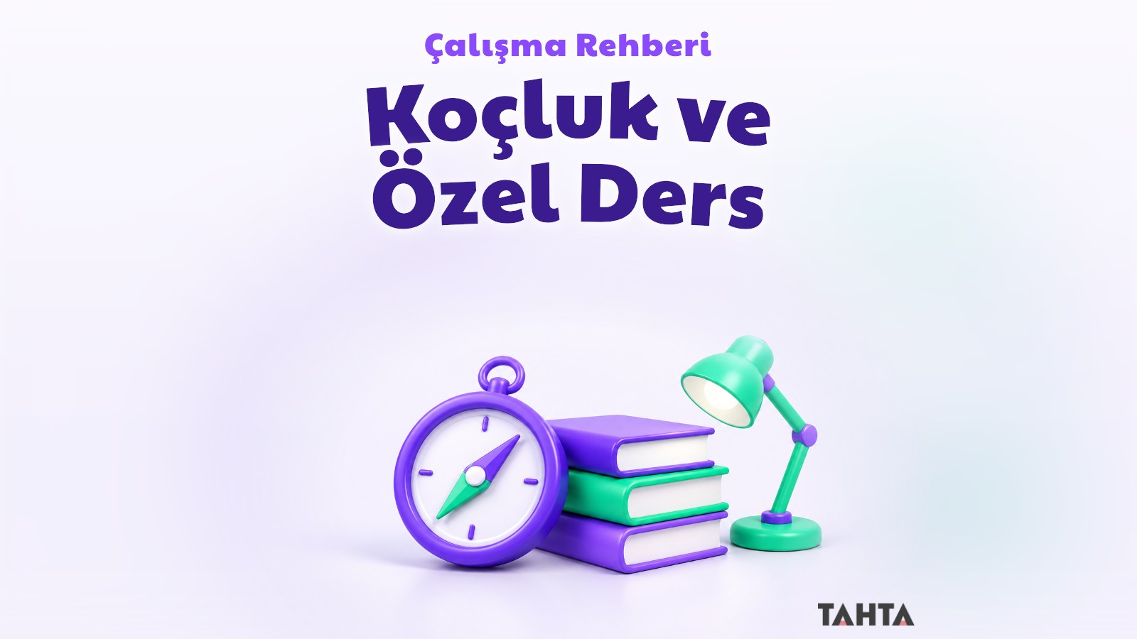 Pusula ve kitap yığınıyla koçluk ile özel ders seçimini simgeleyen kapak görseli