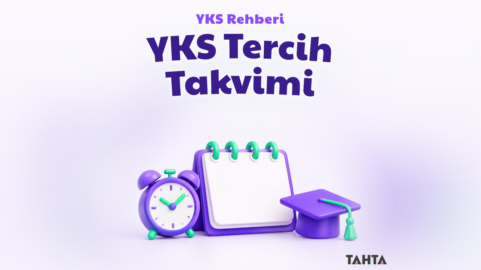 YKS tercih takvimini simgeleyen takvim, saat ve mezuniyet kepi