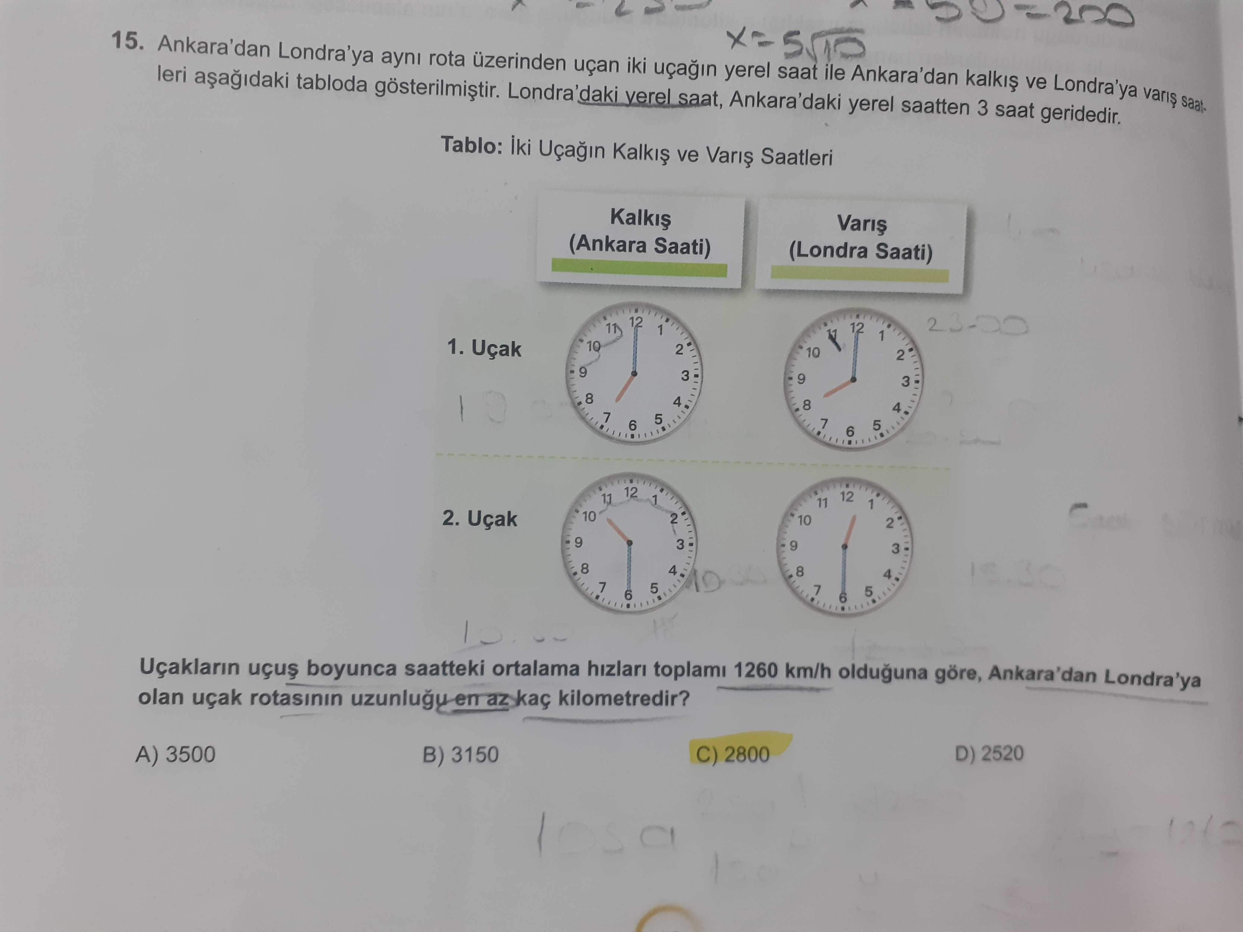Ankara'dan Londra'ya aynı rota üzerinden uçan iki uçağın yerel saat ile Ankara'dan kalkış ve