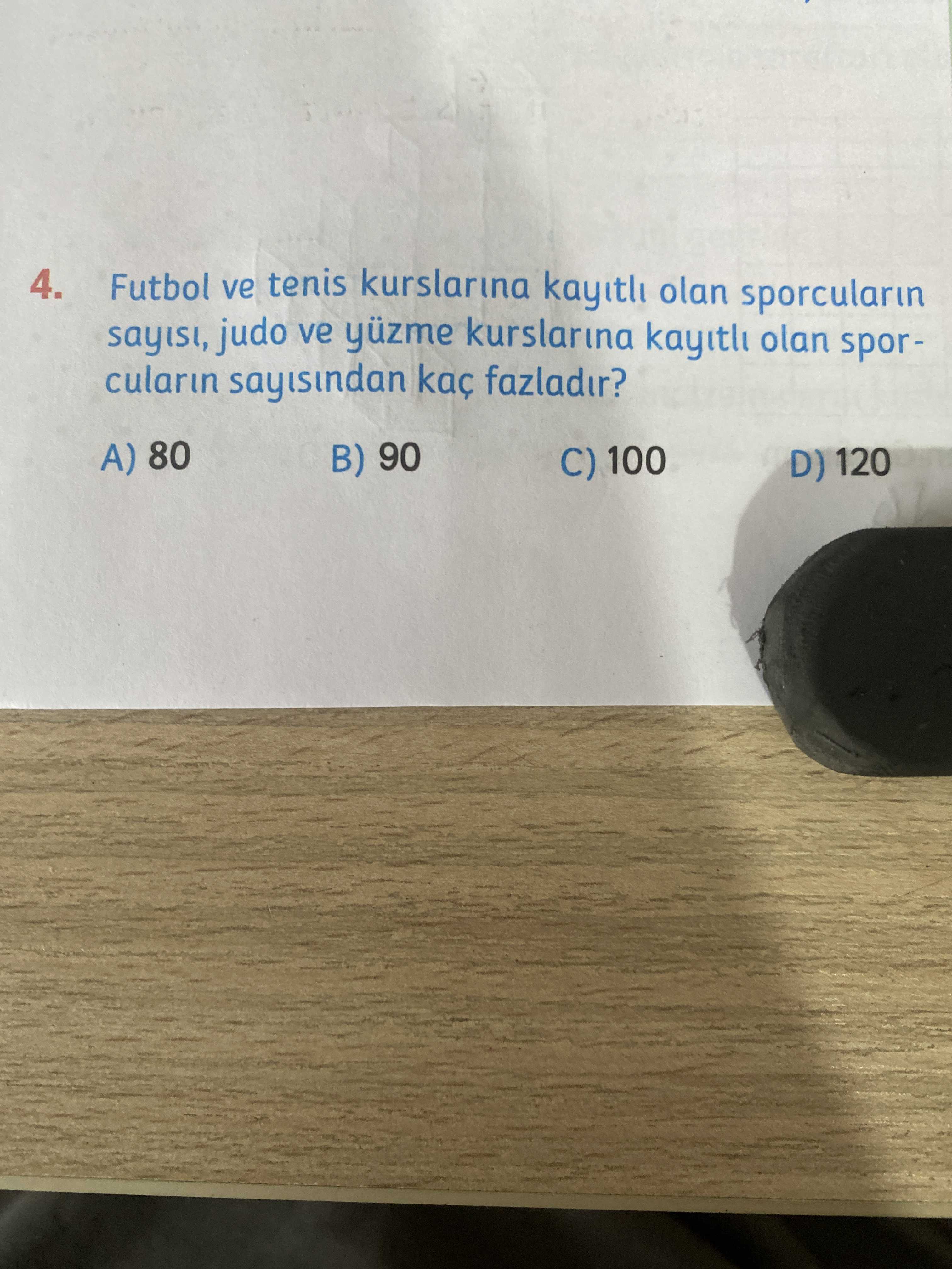 Futbol ve tenis kurslarına kayıtlı olan sporcuların sayısı, judo ve yüzme kurslarına kayıtlı olan