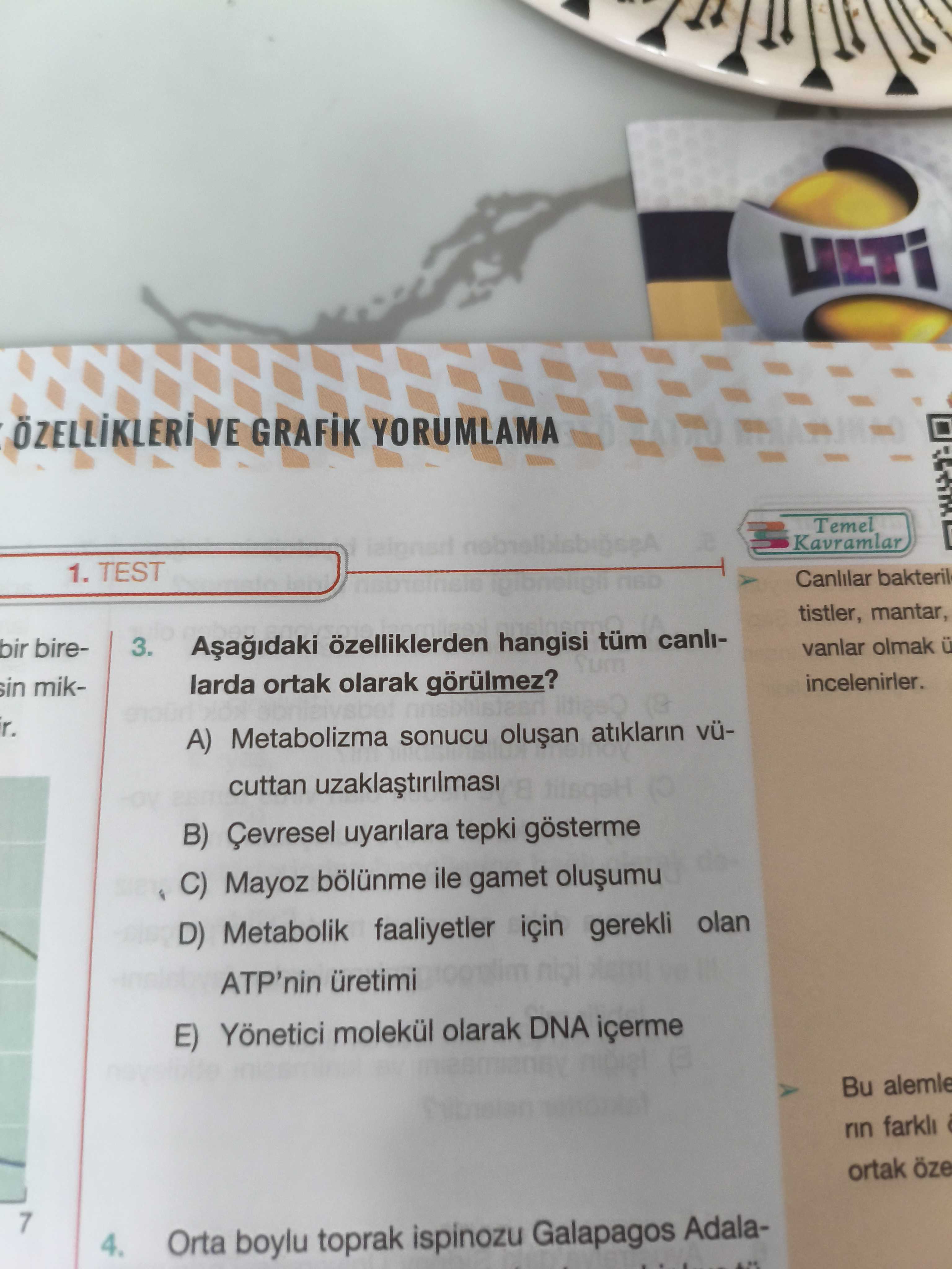 Aşağıdaki özelliklerden hangisi tüm canlılarda ortak olarak görülmez?