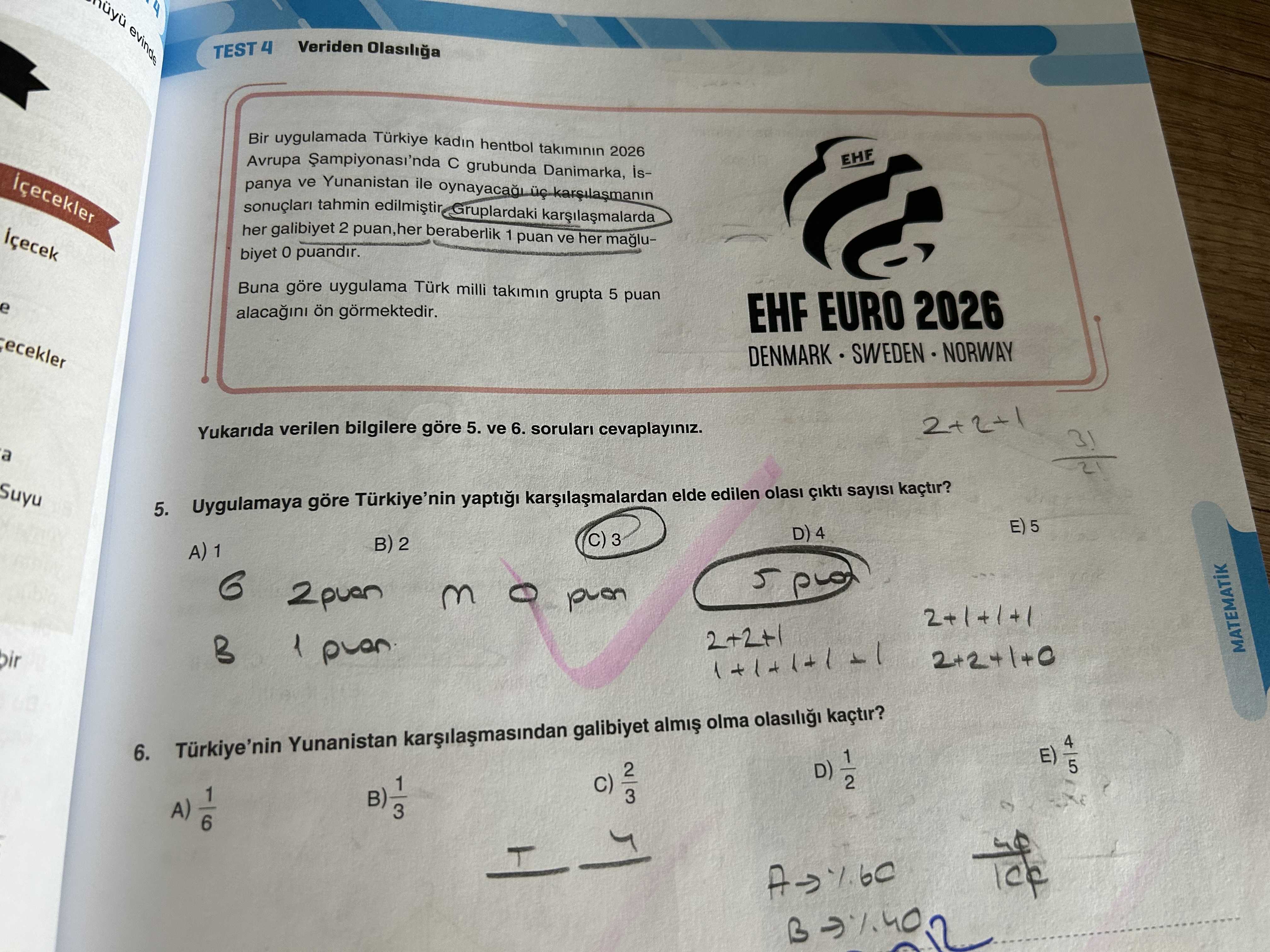 Bir uygulamada Türkiye kadın hentbol takımının 2026 Avrupa Şampiyonası'nda C grubunda Danimarka
