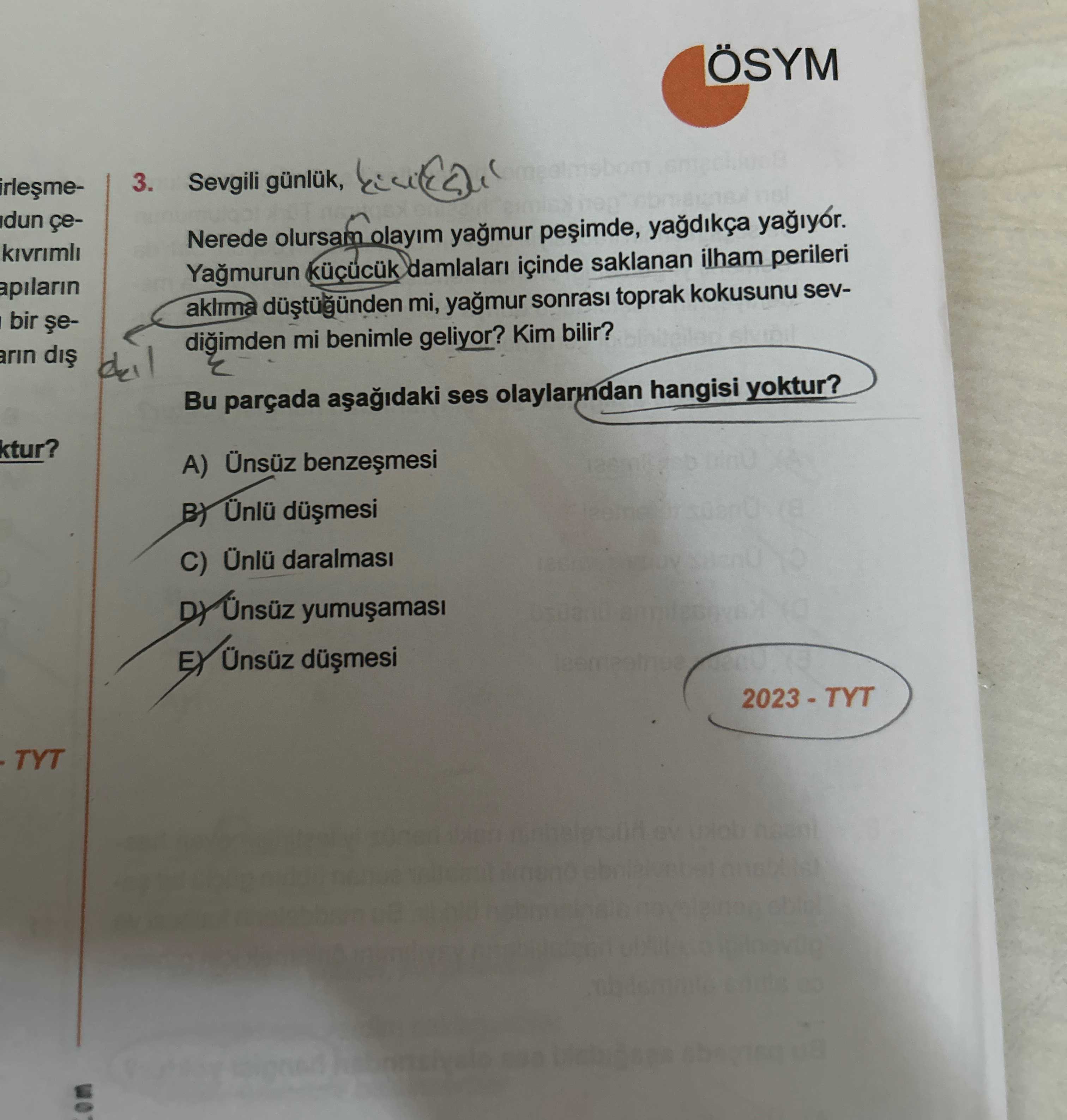 Sevgili günlük, Nerede olursam olayım yağmur peşimde, yağdıkça yağıyor. Yağmurun küçücük damlaları