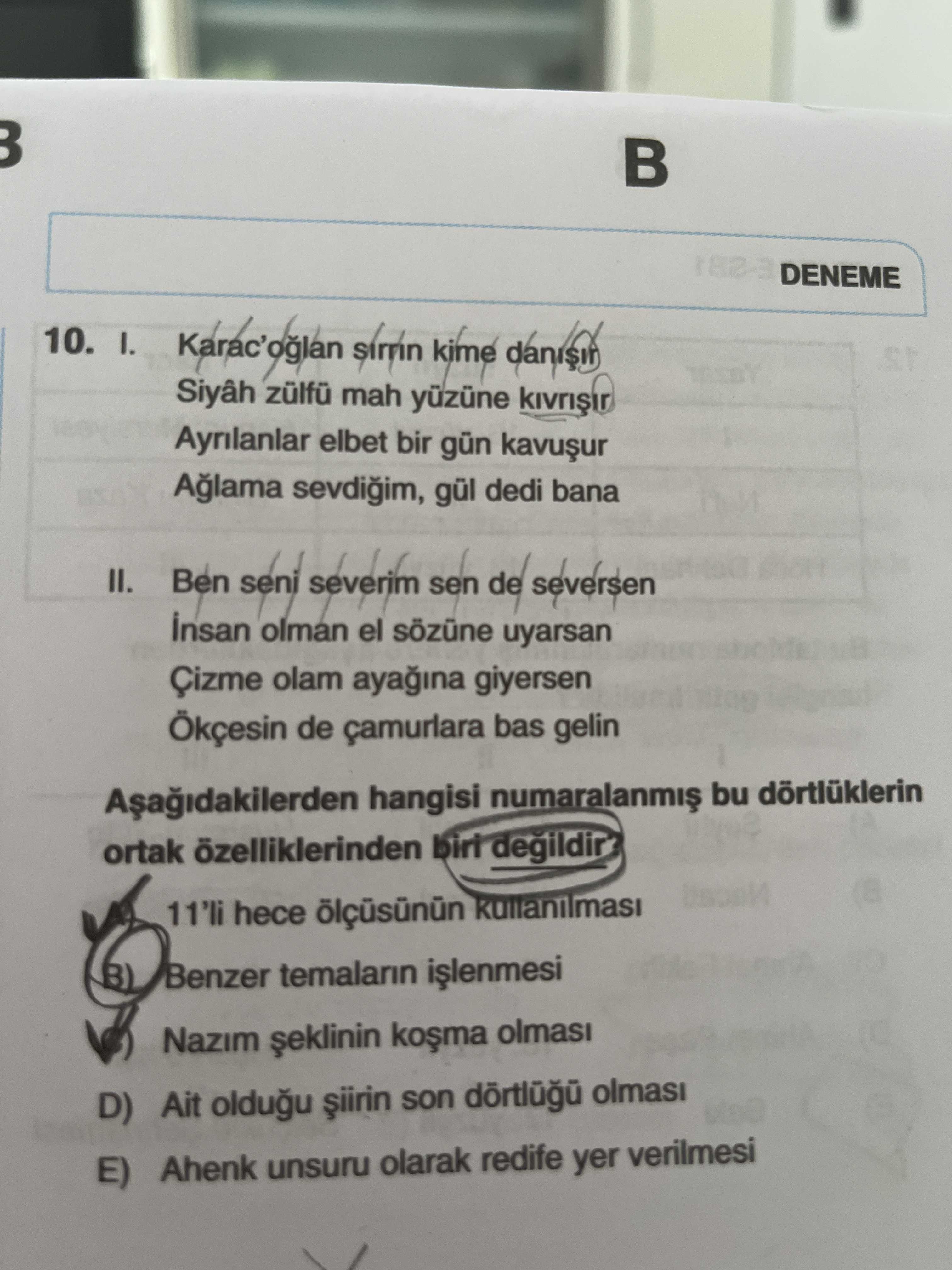 I. Karac'oğlan şirrin kime danışır Siyâh zülfü mah yüzüne kıvrışır Ayrılanlar elbet bir gün kavuşur