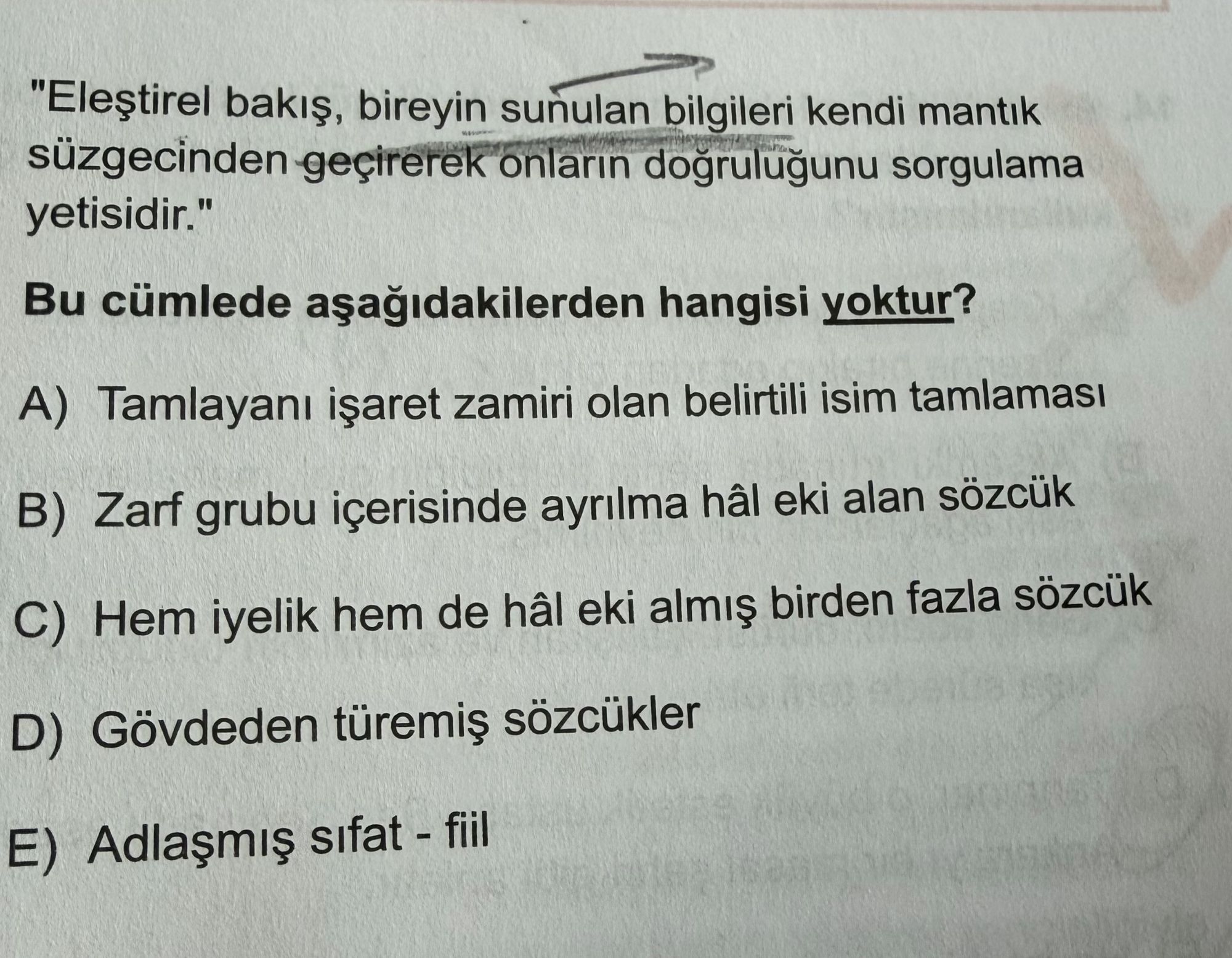 "Eleştirel bakış, bireyin sunulan bilgileri kendi mantık süzgecinden geçirerek onların doğruluğunu