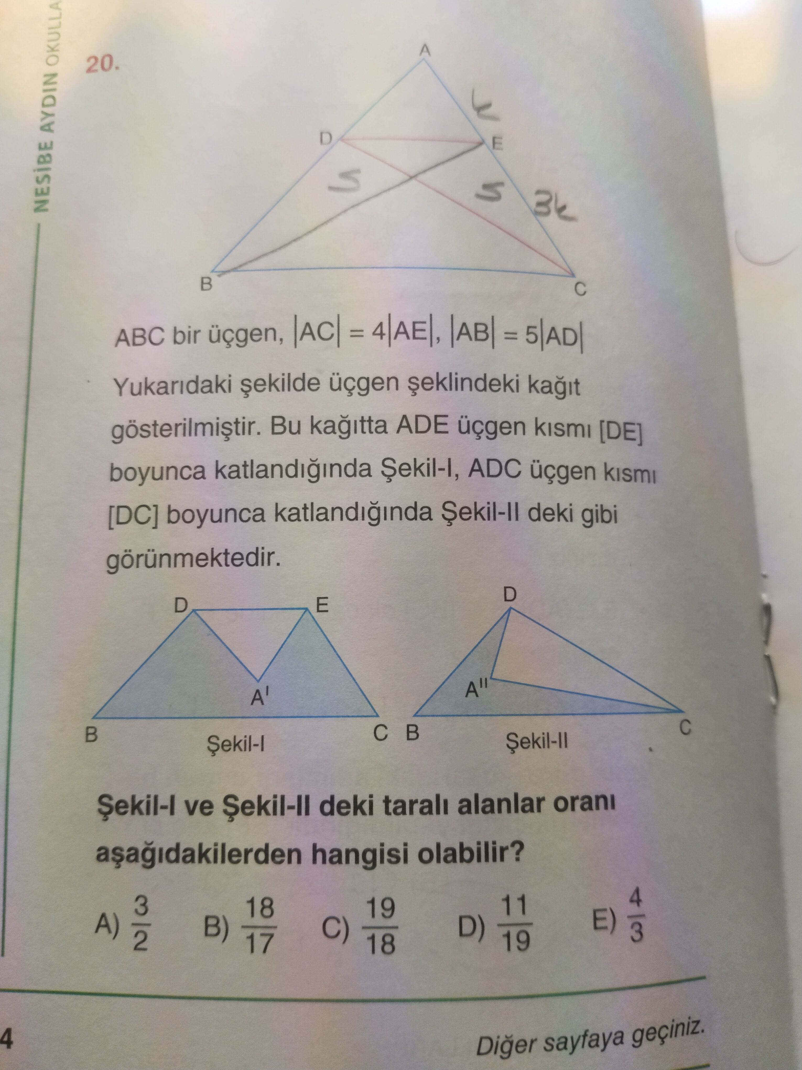 boyunca katlandığı Şekil-I ve ADC üçgeninin [DC] boyunca katlandığı Şekil-II diyagramları