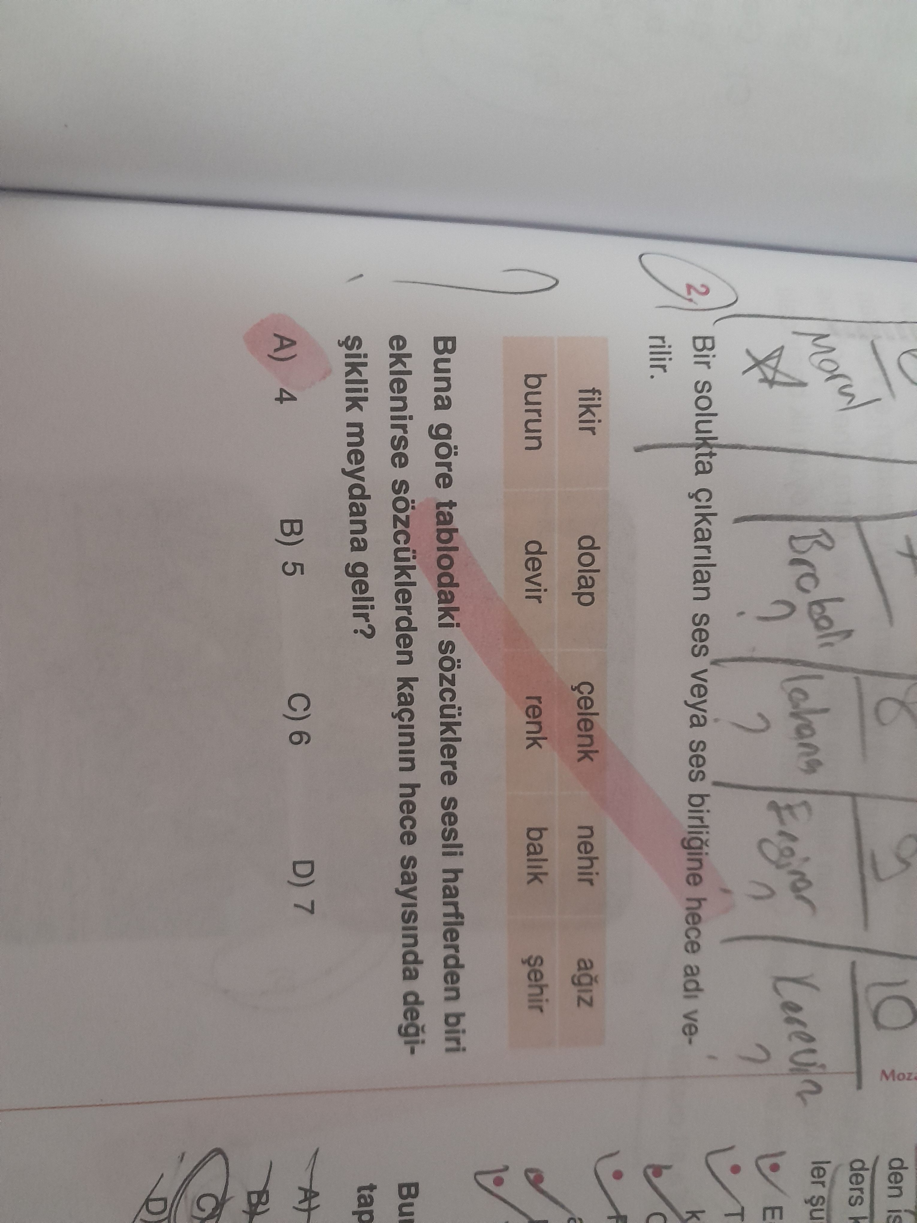 Bir solukta çıkarılan ses veya ses birliğine hece adı verilir. | fikir | dolap | çelenk | nehir |
