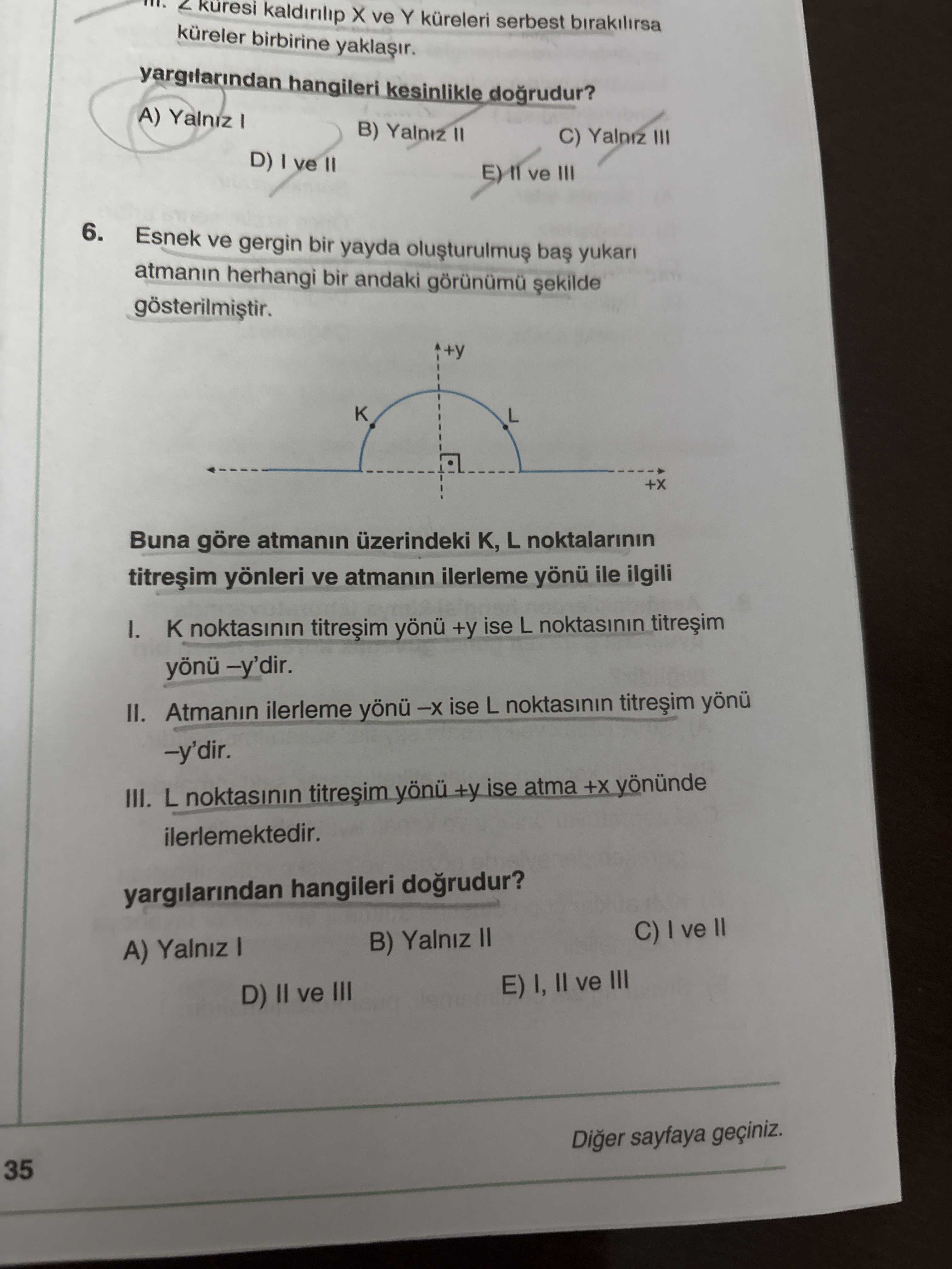Esnek ve gergin bir yayda oluşturulmuş baş yukarı atmanın herhangi bir andaki görünümü şekilde