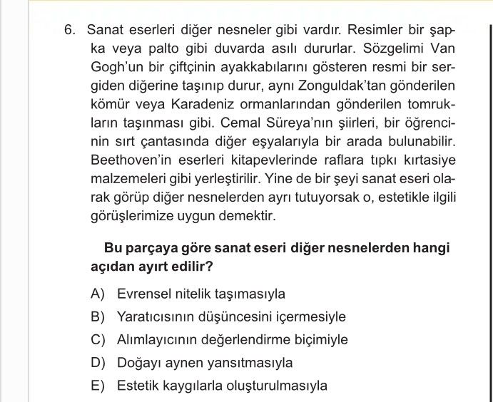 Sanat eserleri diğer nesneler gibi vardır. Resimler bir şapka veya palto gibi duvarda asılı