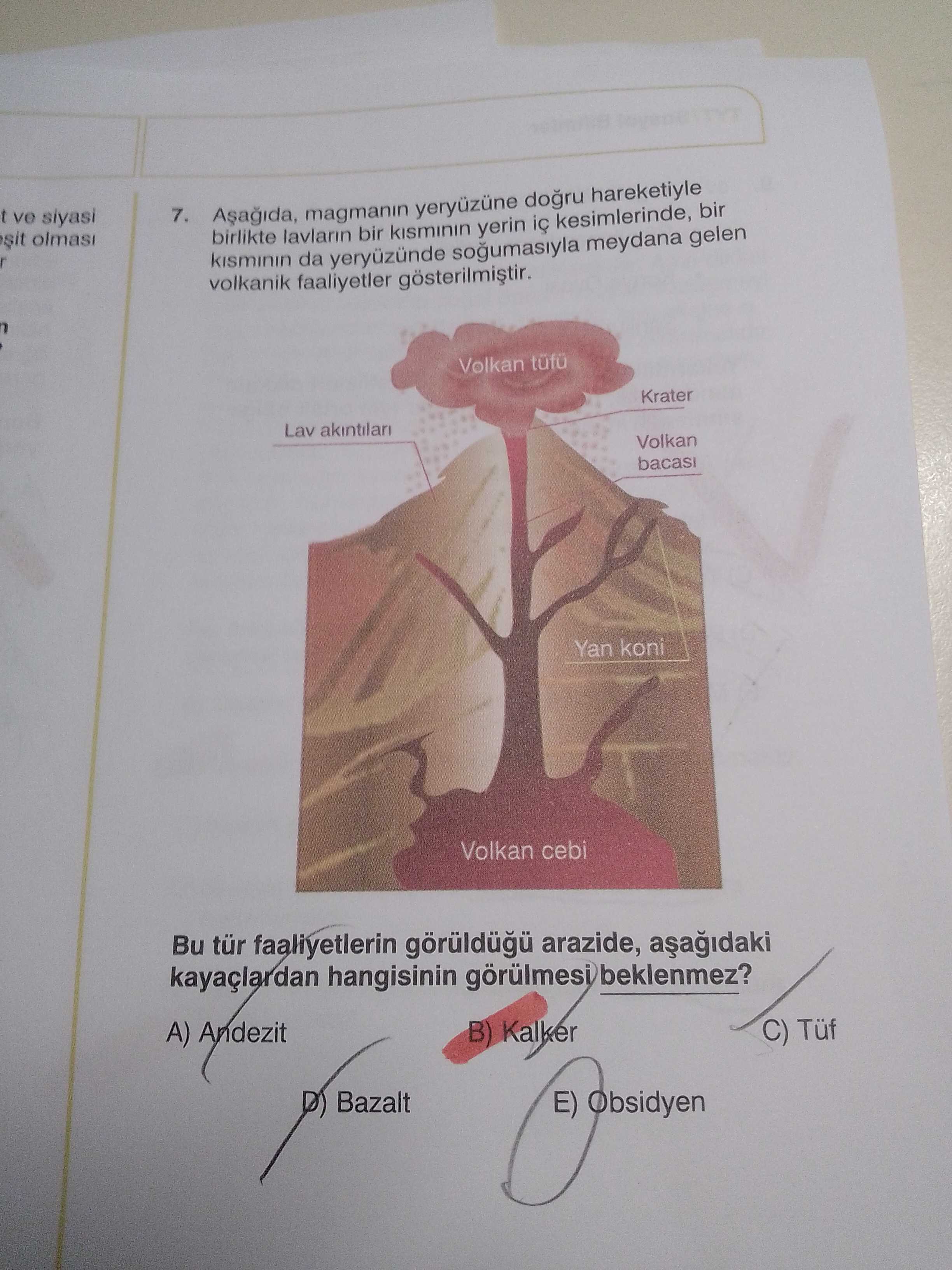 Aşağıda, magmanın yeryüzüne doğru hareketiyle birlikte lavların bir kısmının yerin iç kesimlerinde