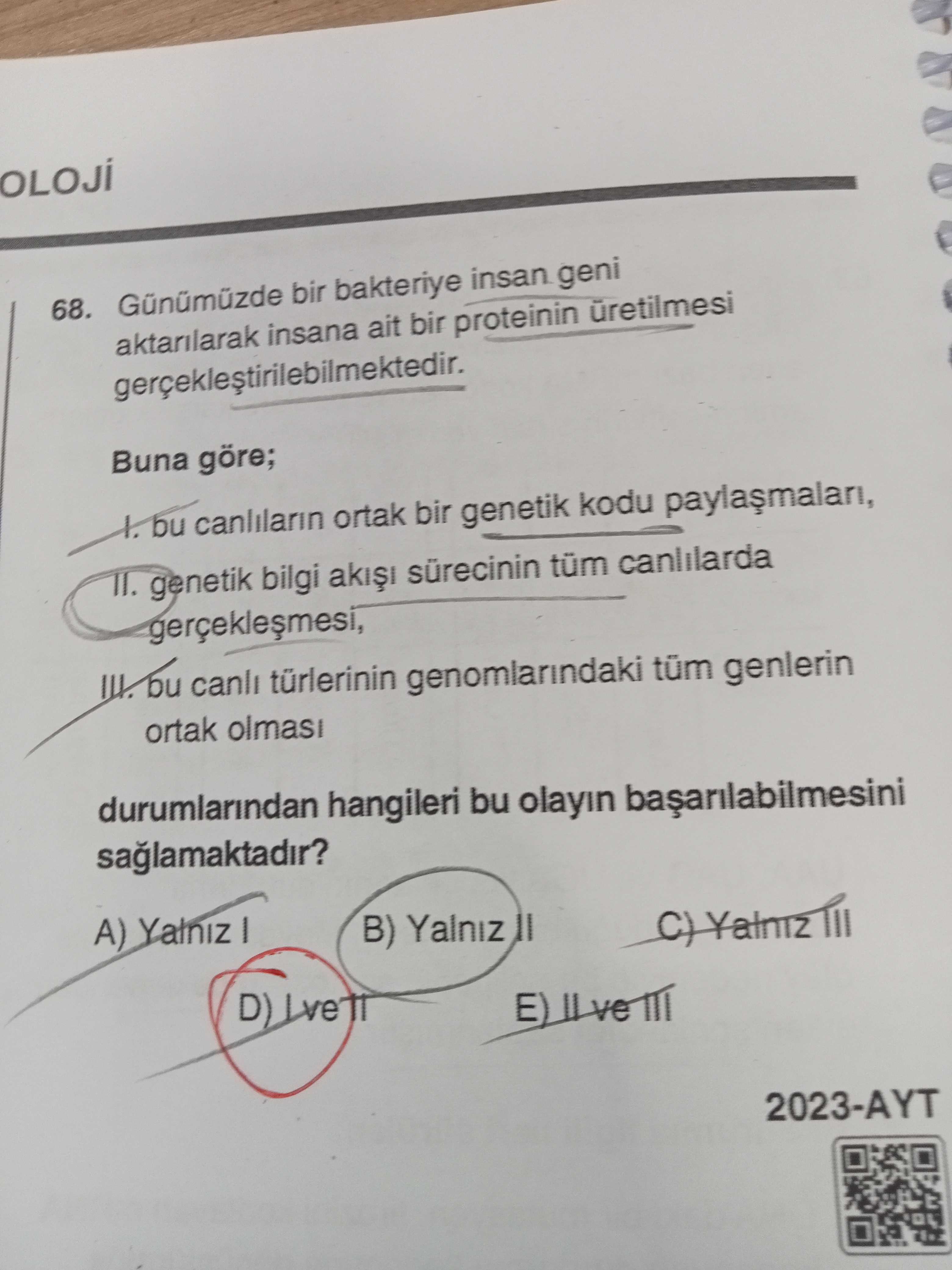 Günümüzde bir bakteriye insan geni aktarılarak insana ait bir proteinin üretilmesi