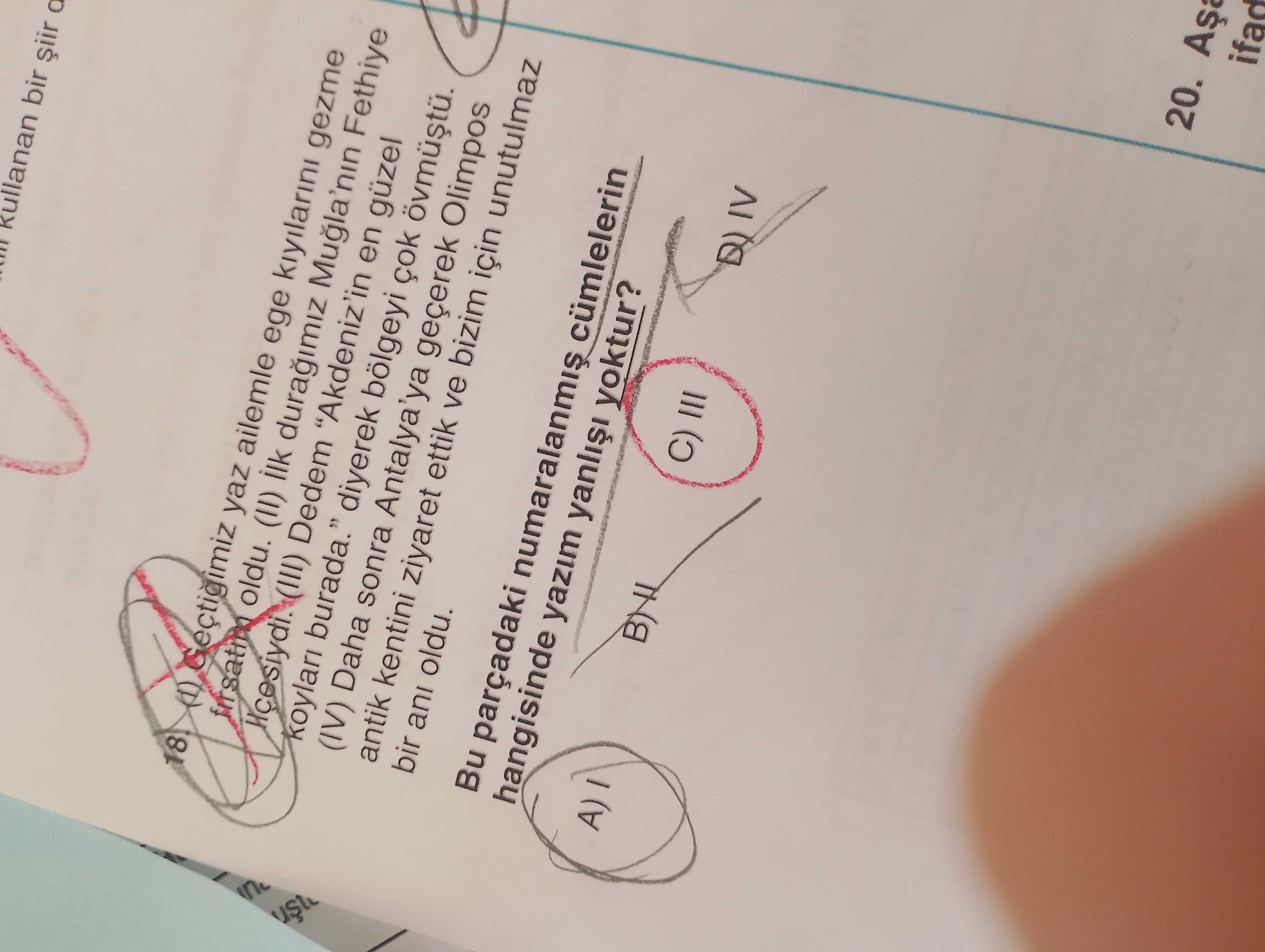 (I) Geçtiğimiz yaz ailemle ege kıyılarını gezme fırsatı oldu. (II) İlk durağımız Muğla'nın Fethiye