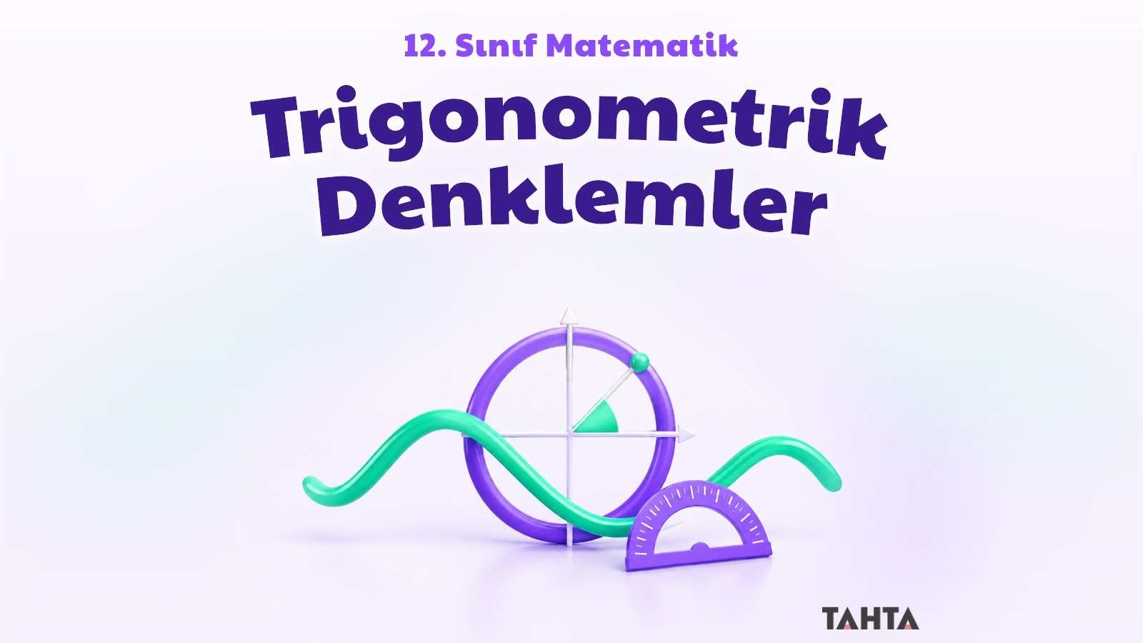 Mor ve yeşil 3B birim çember ve sinüs dalgası içeren trigonometri konu kapağı