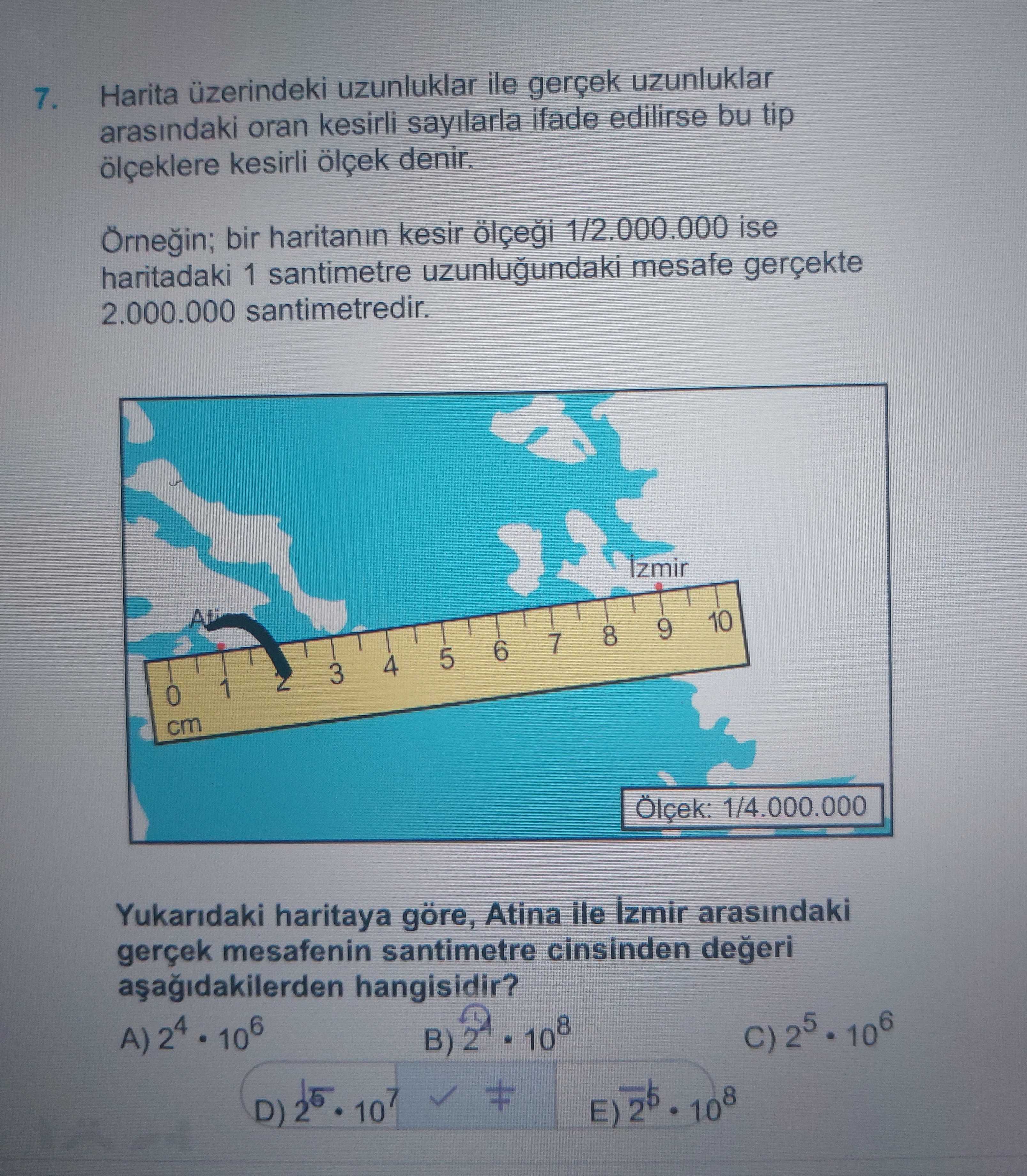 Harita üzerindeki uzunluklar ile gerçek uzunluklar arasındaki oran kesirli sayılarla ifade edilirse