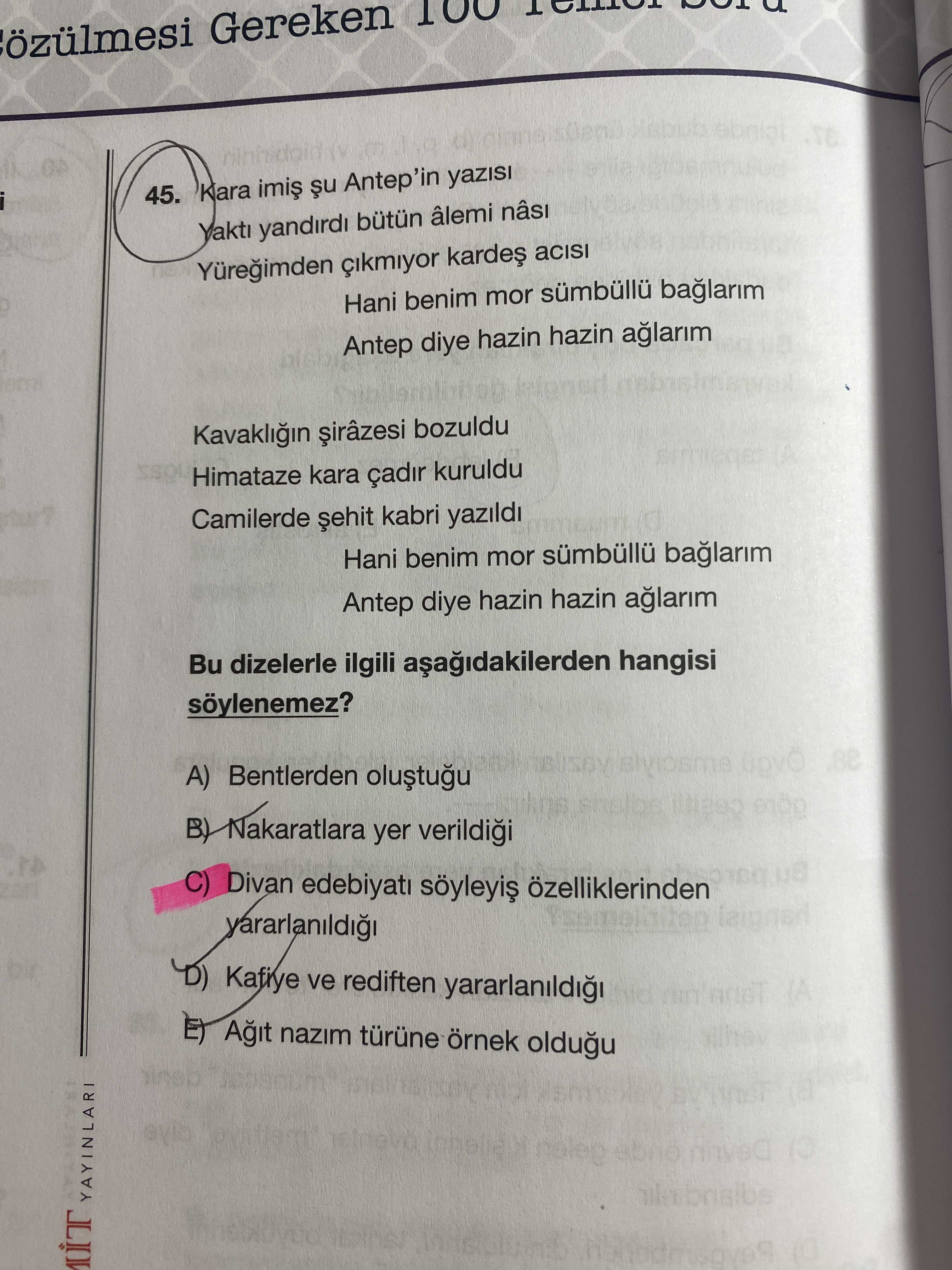 Kara imiş şu Antep'in yazısı Yaktı yandırdı bütün âlemi nâsı Yüreğimden çıkmıyor kardeş acısı Hani
