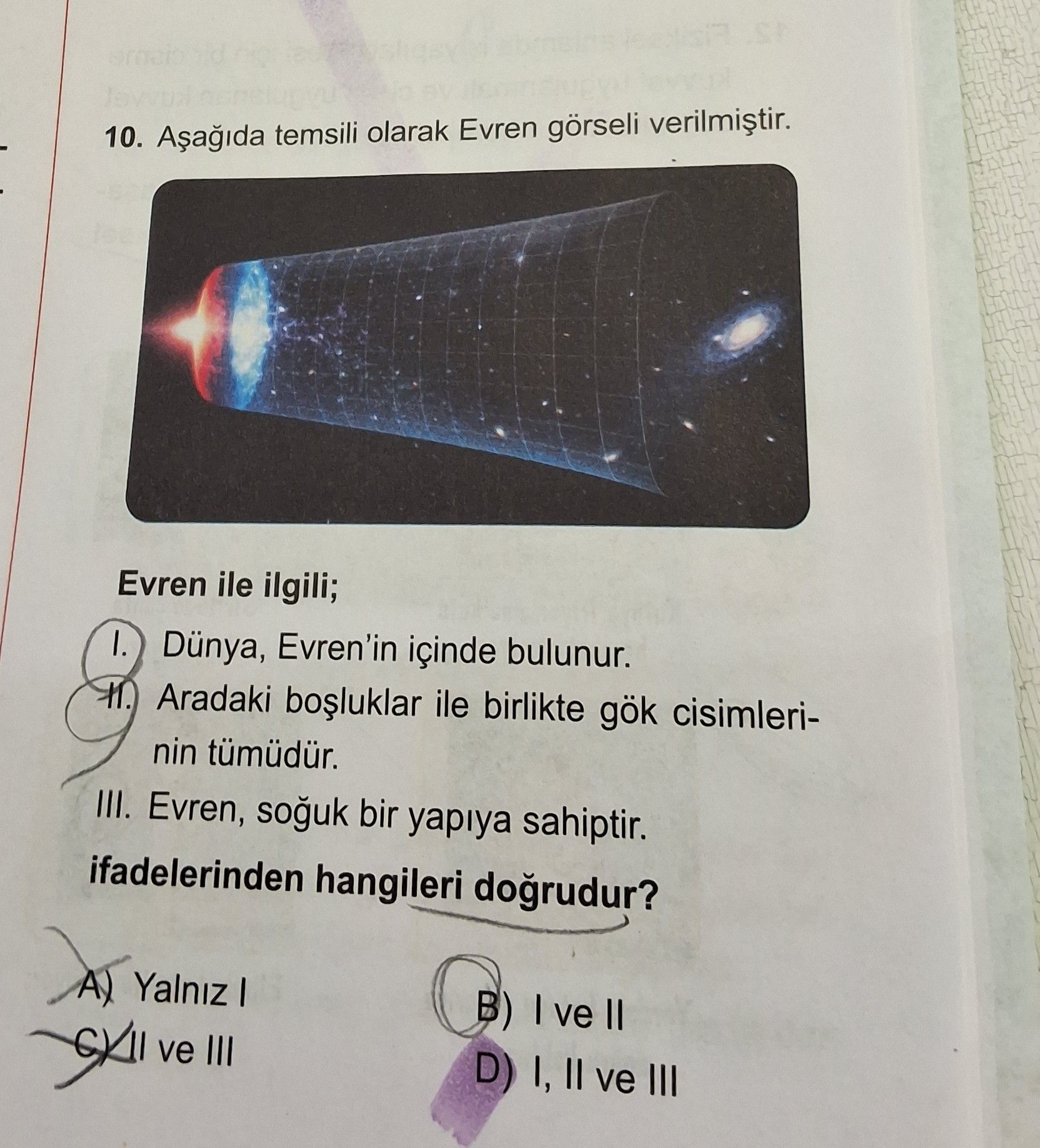 Aşağıda temsili olarak Evren görseli verilmiştir. Evren ile ilgili; I. Dünya, Evren'in içinde