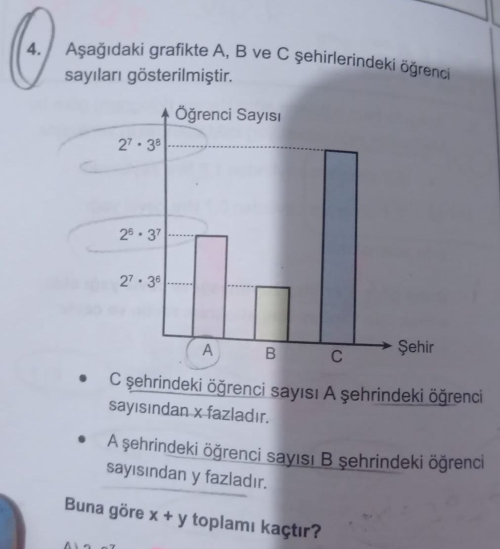 Aşağıdaki grafikte A, B ve C şehirlerindeki öğrenci sayıları gösterilmiştir. • C şehrindeki öğrenci