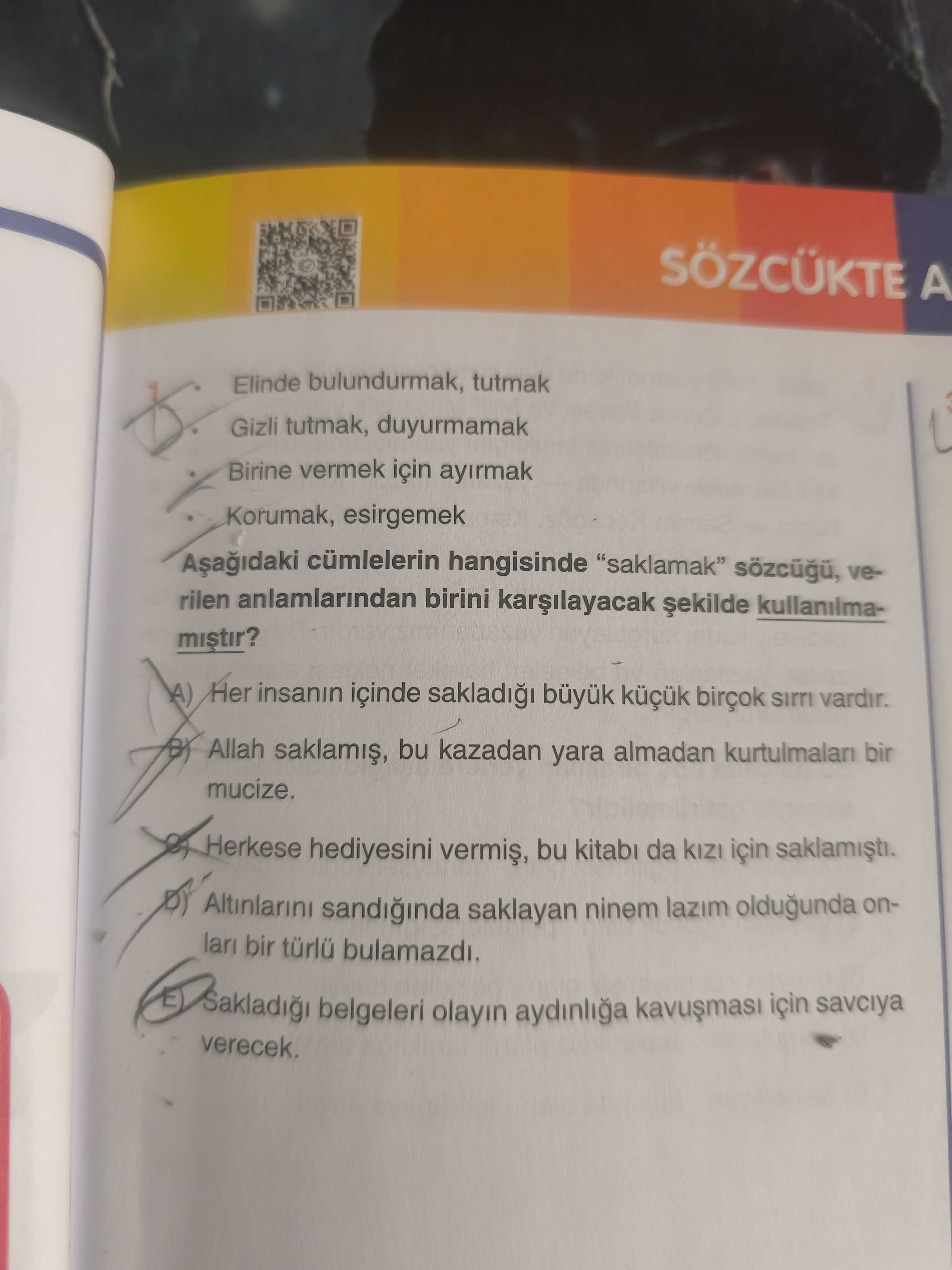 · Elinde bulundurmak, tutmak · Gizli tutmak, duyurmamak · Birine vermek için ayırmak · Korumak