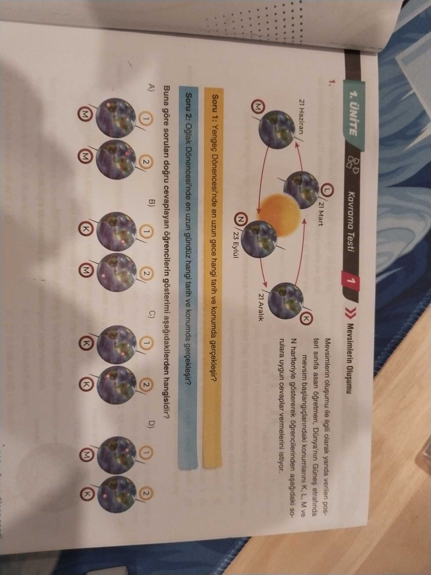Mevsimlerin Oluşumu Mevsimlerin oluşumu ile ilgili olarak yanda verilen posteri sınıfa asan