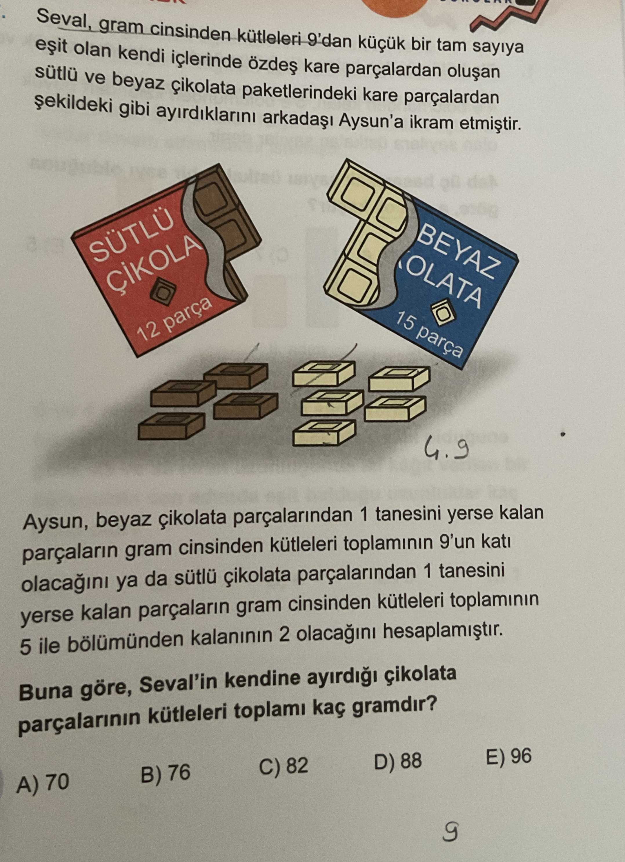 Seval, gram cinsinden kütleleri 9'dan küçük bir tam sayıya eşit olan kendi içlerinde özdeş kare