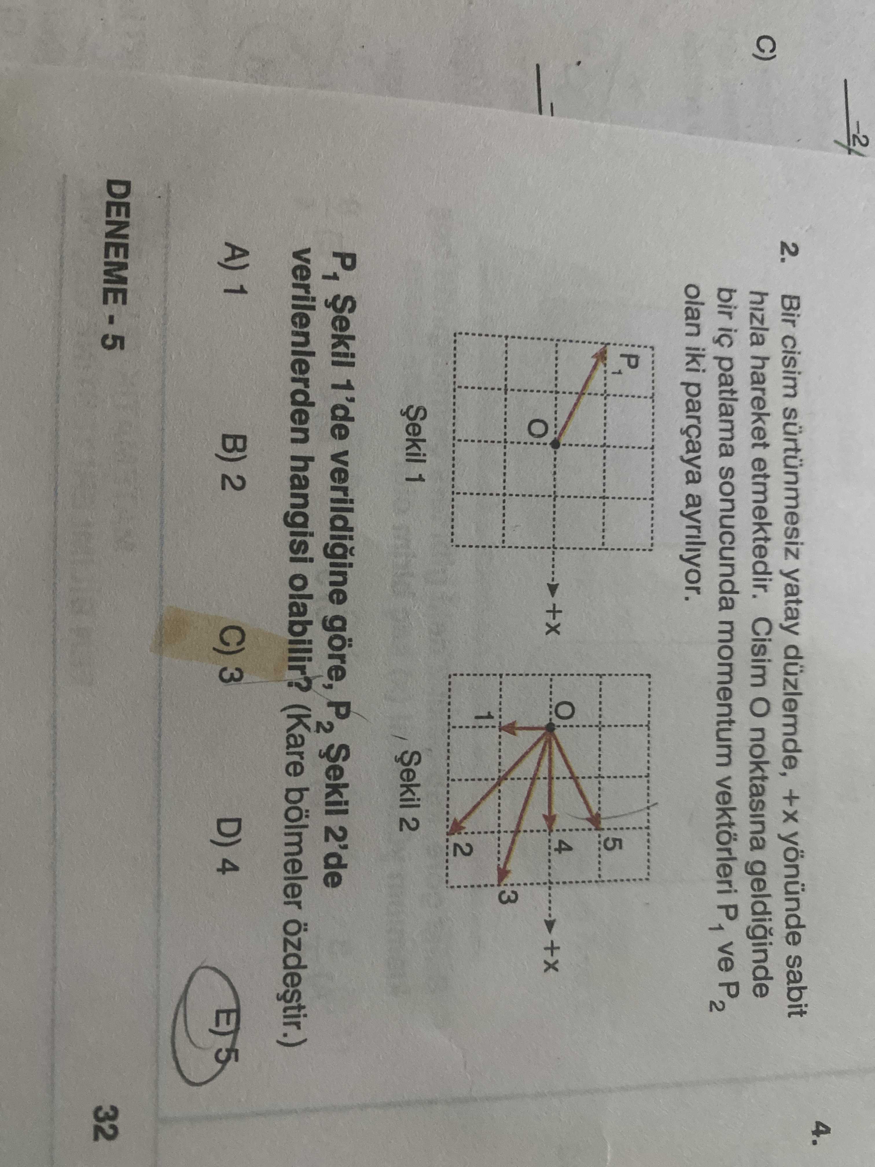 Bir cisim sürtünmesiz yatay düzlemde, +x yönünde sabit hızla hareket etmektedir. Cisim O noktasına