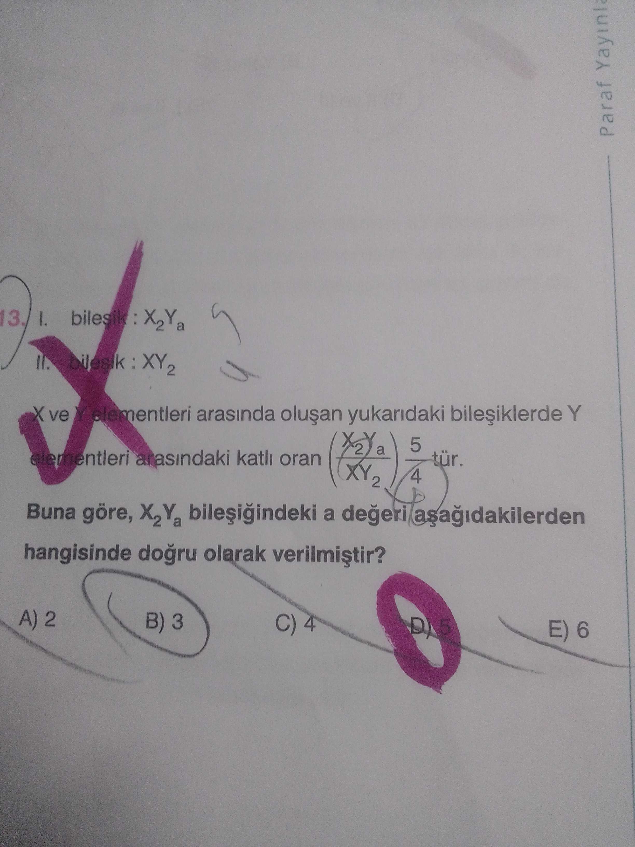I. bileşik : X₂Yₐ II. bileşik : XY₂ X ve Y elementleri arasında oluşan yukarıdaki bileşiklerde Y