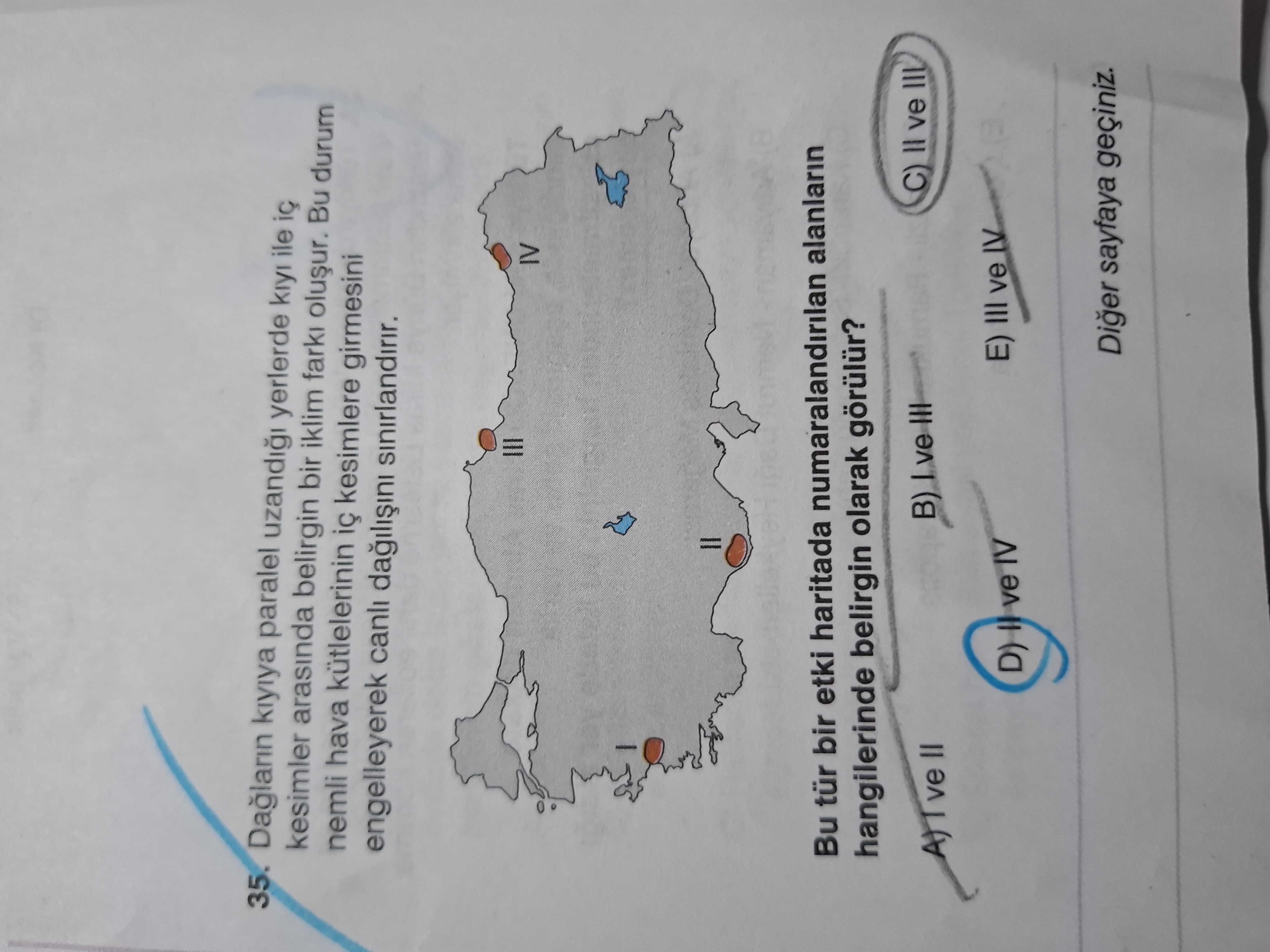 Dağların kıyıya paralel uzandığı yerlerde kıyı ile iç kesimler arasında belirgin bir iklim farkı