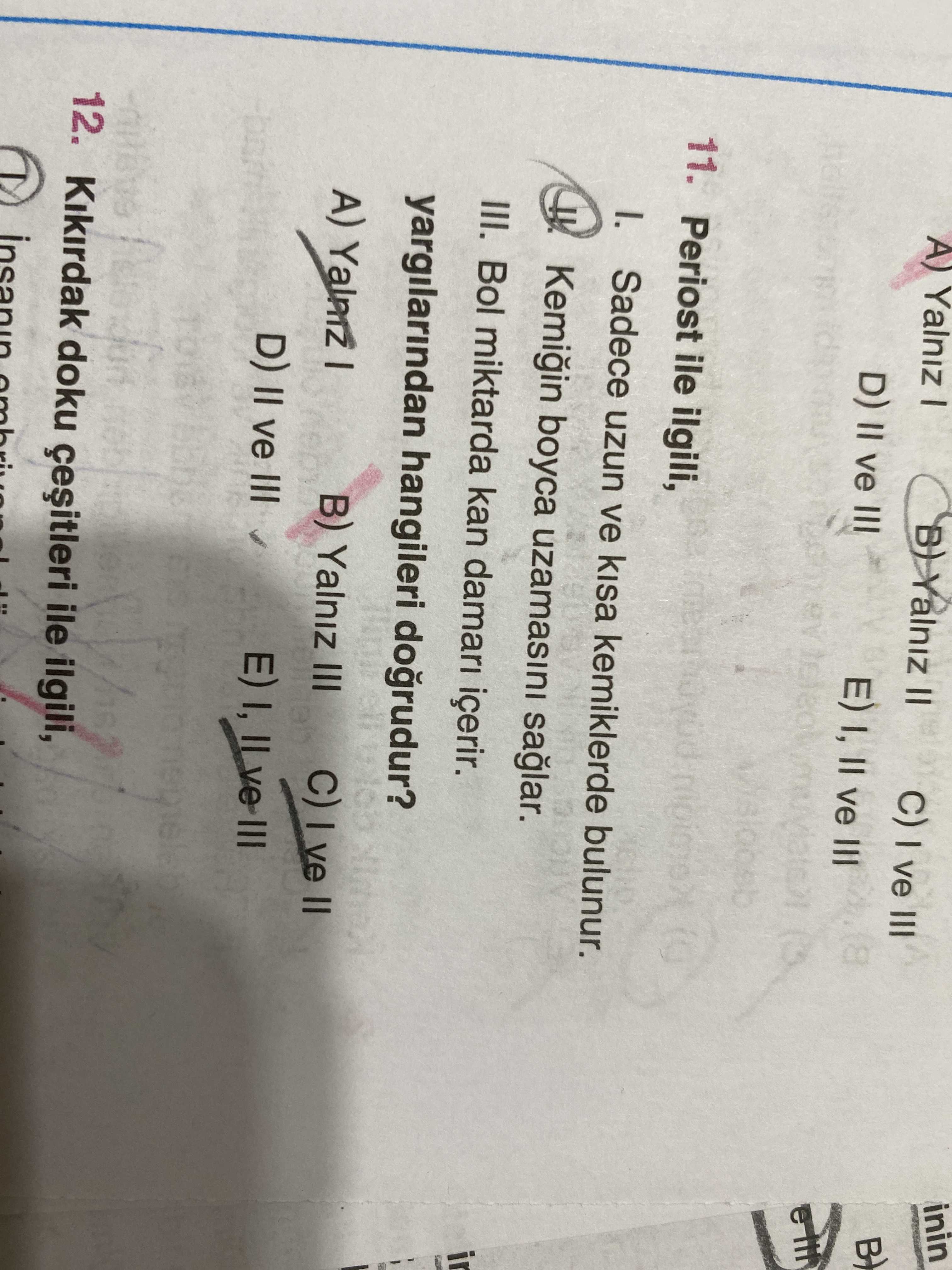 Periost ile ilgili; I. Sadece uzun ve kısa kemiklerde bulunur. II. Kemiğin boyca uzamasını sağlar