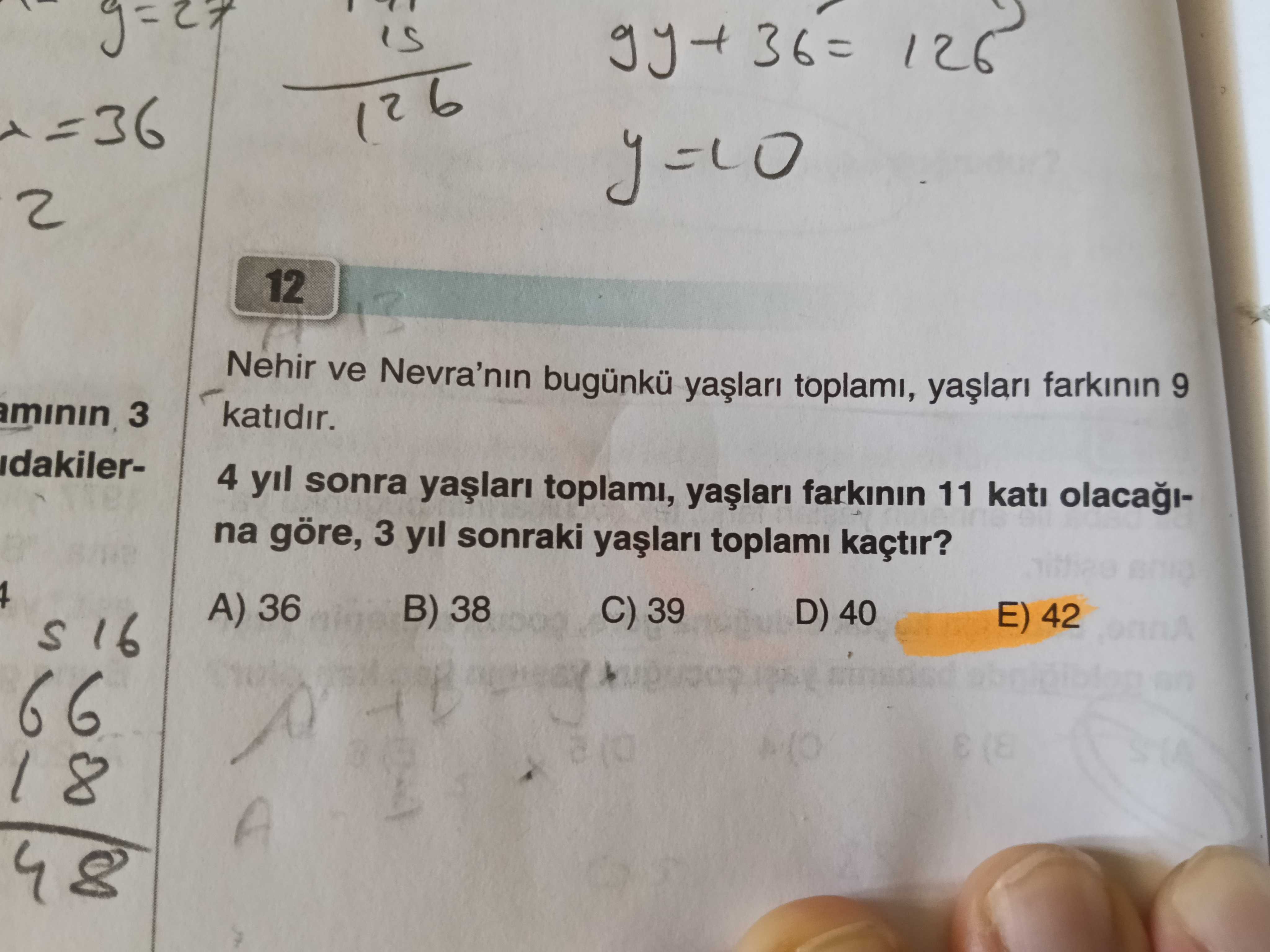 Nehir ve Nevra'nın bugünkü yaşları toplamı, yaşları farkının 9 katıdır. 4 yıl sonra yaşları toplamı