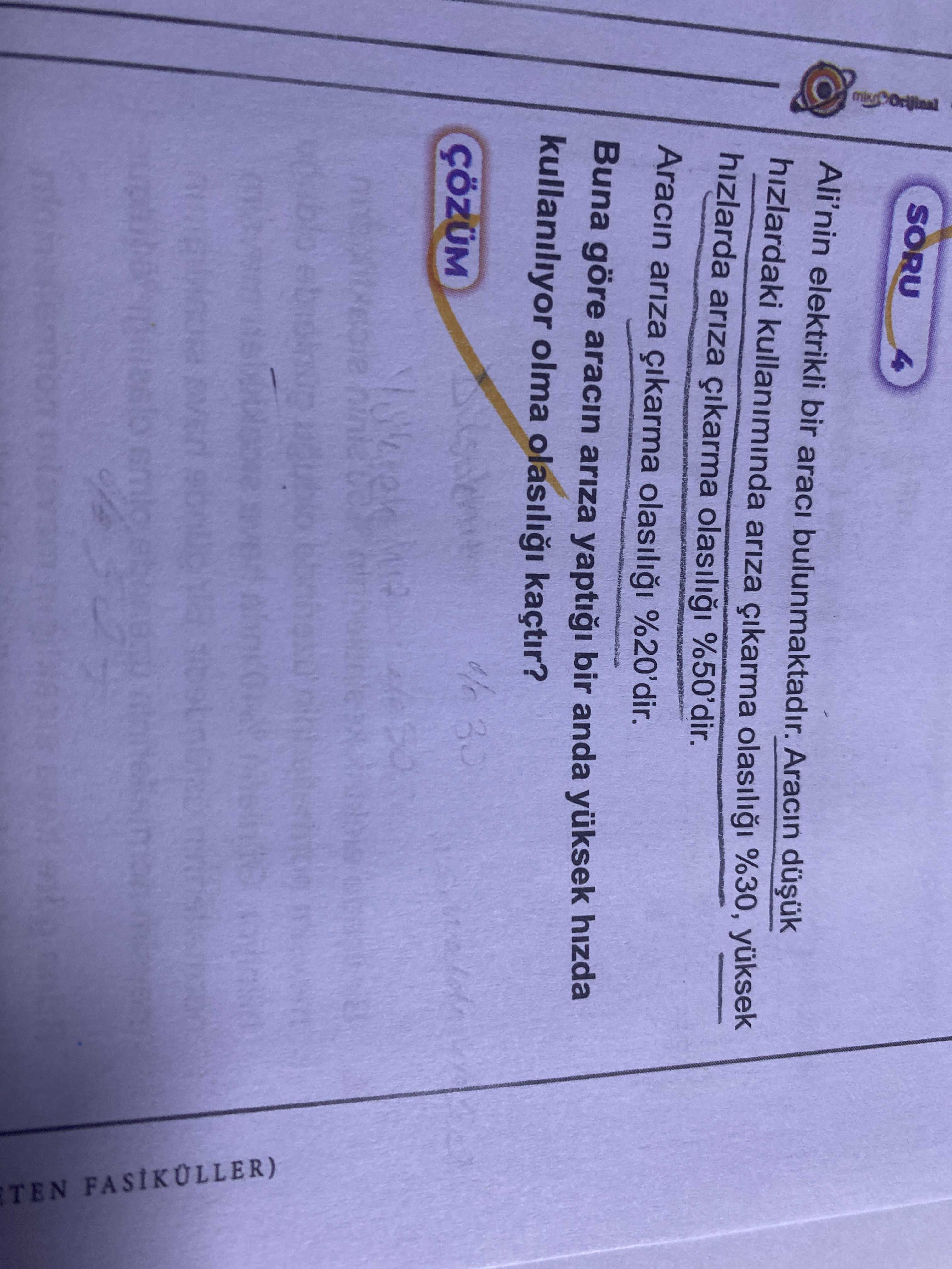 Ali'nin elektrikli bir aracı bulunmaktadır. Aracın düşük hızlardaki kullanımında arıza çıkarma