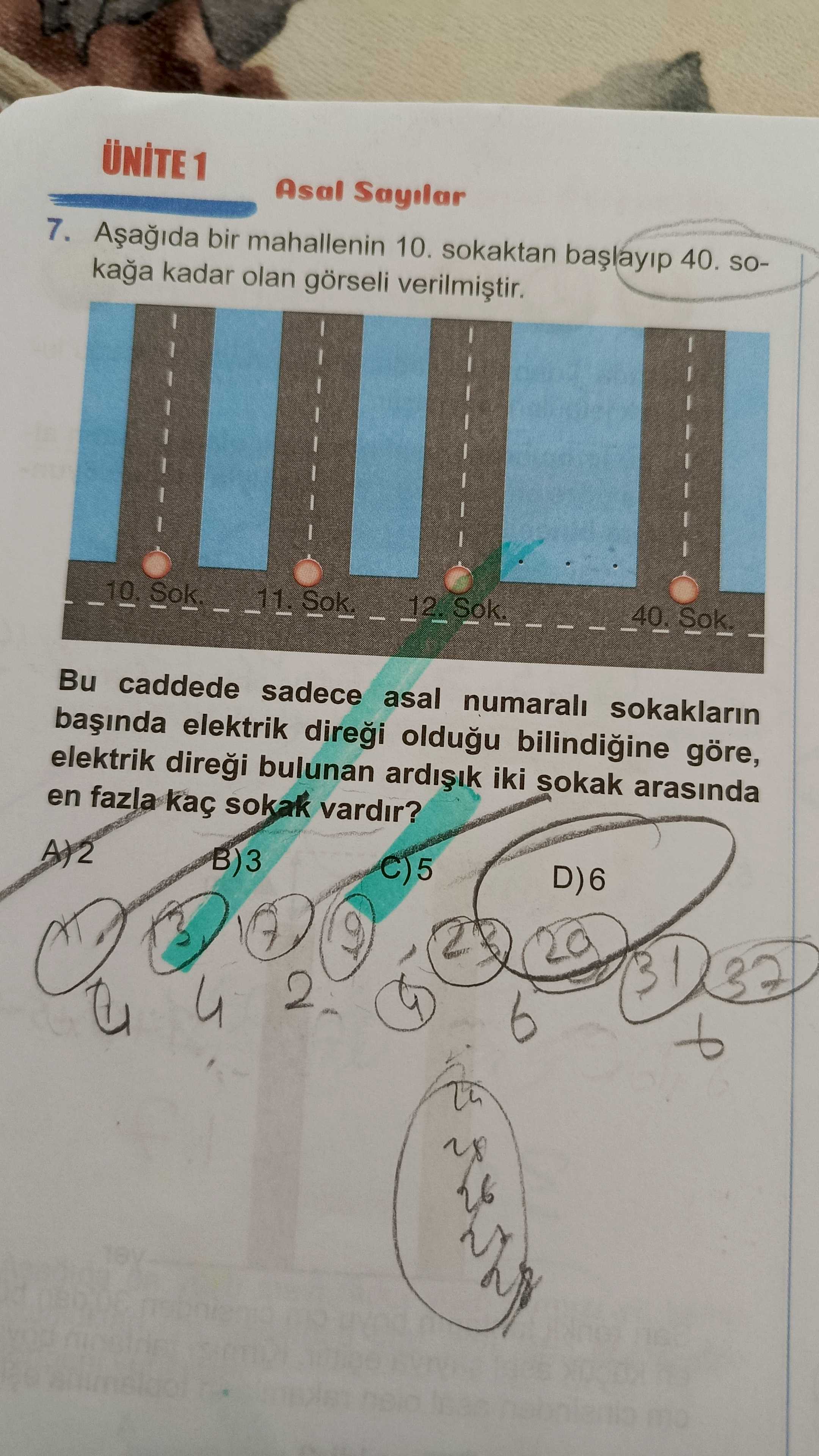Aşağıda bir mahallenin 10. sokaktan başlayıp 40. sokağa kadar olan görseli verilmiştir. Bu caddede