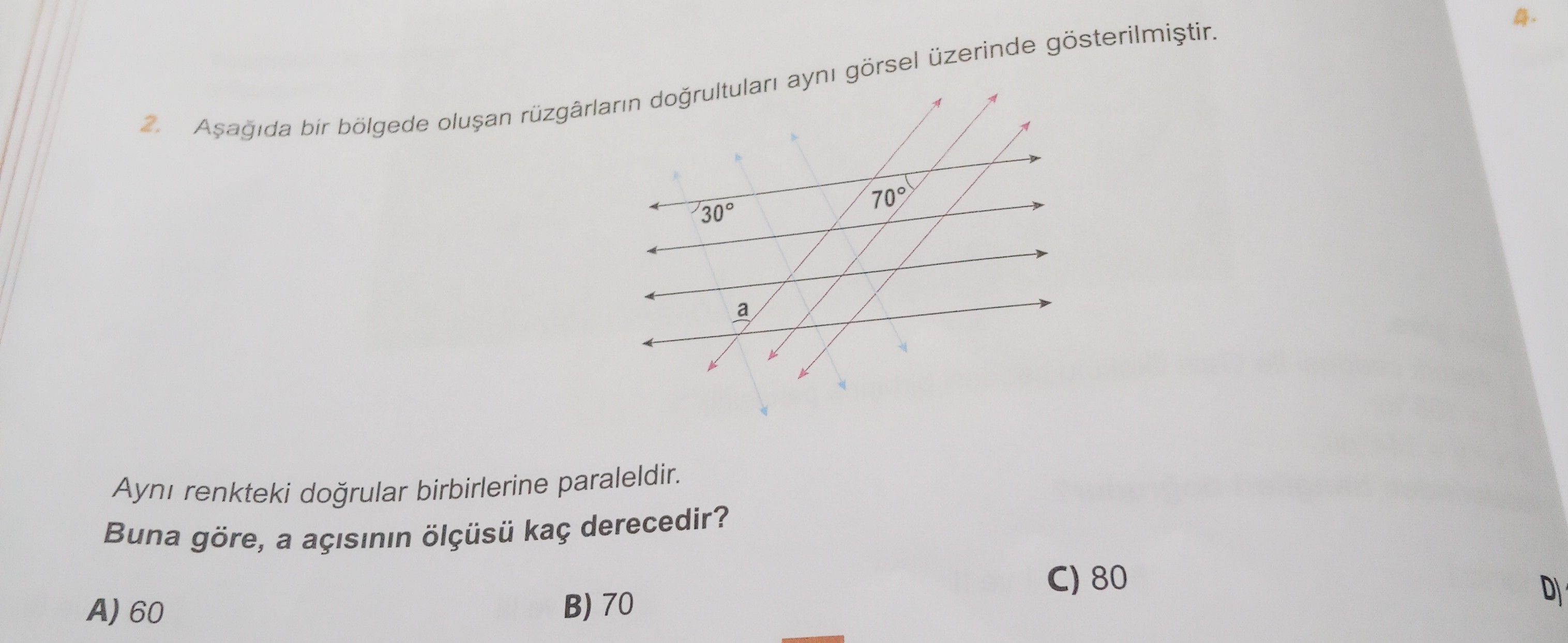 Aşağıda bir bölgede oluşan rüzgârların doğrultuları aynı görsel üzerinde gösterilmiştir. Aynı