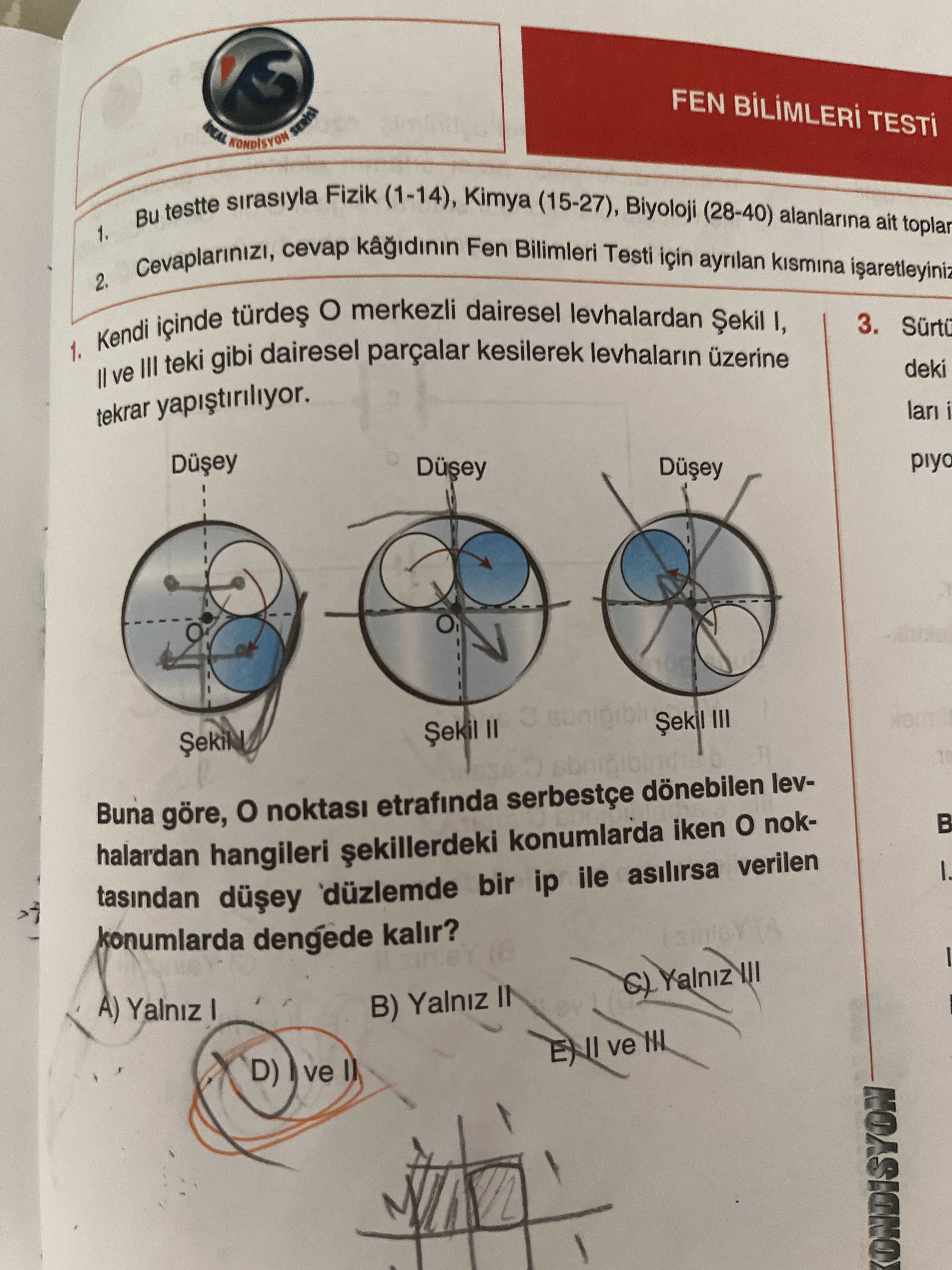 Kendi içinde türdeş O merkezli dairesel levhalardan Şekil I, II ve III teki gibi dairesel parçalar