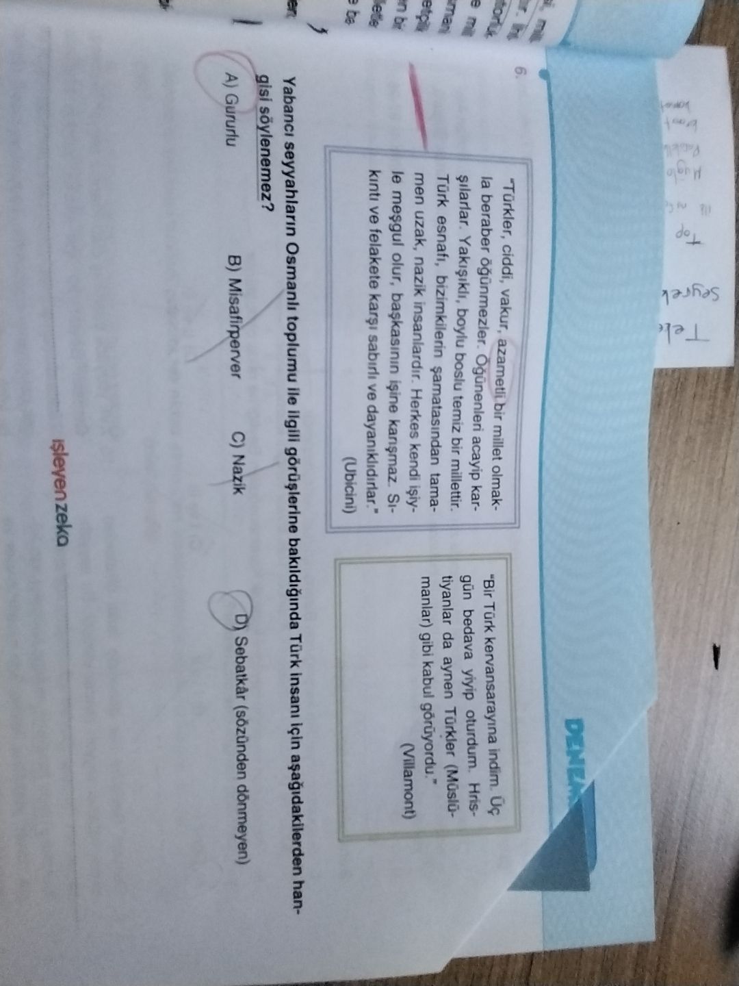 "Türkler, ciddi, vakur, azametli bir millet olmakla beraber öğünmezler. Öğünenleri acayip