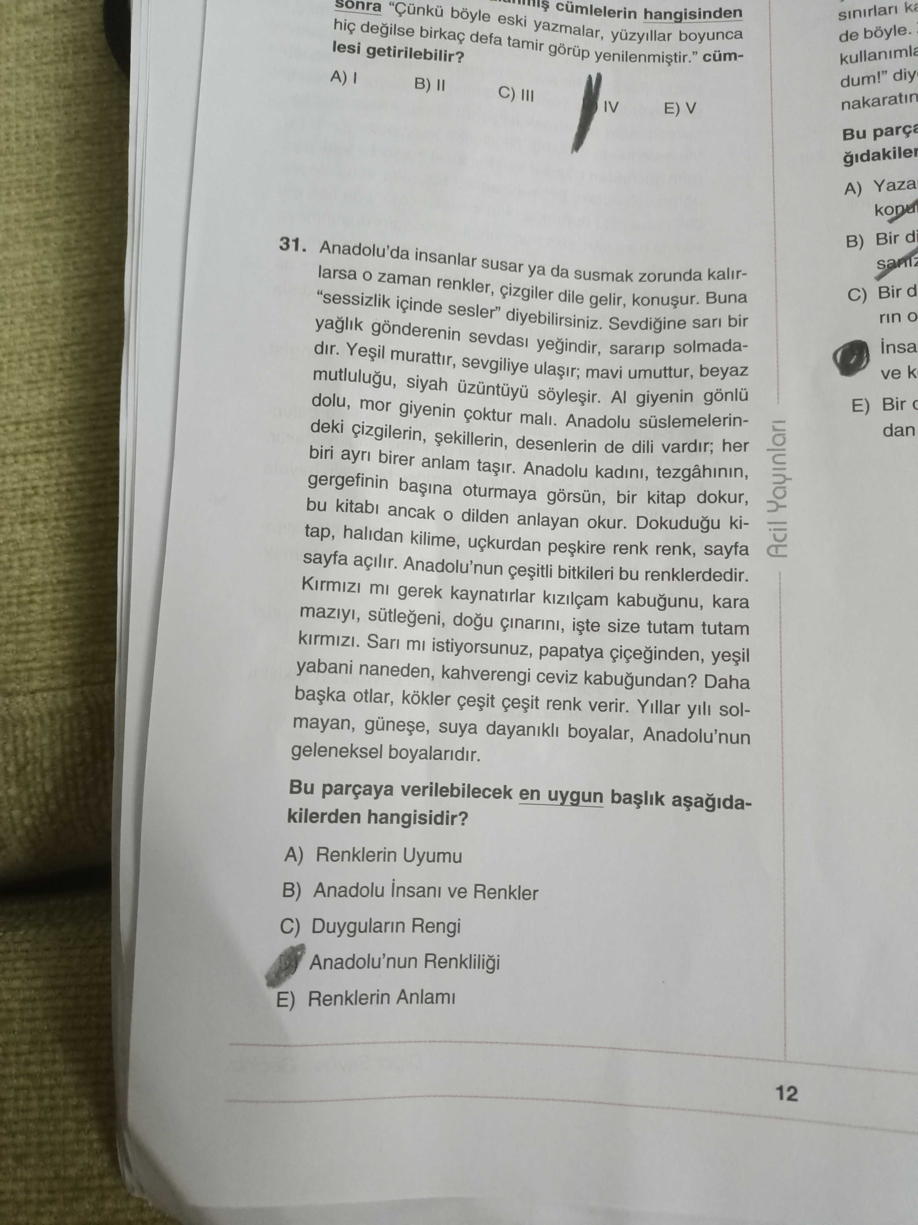 Anadolu'da insanlar susar ya da susmak zorunda kalırlarsa o zaman renkler, çizgiler dile gelir