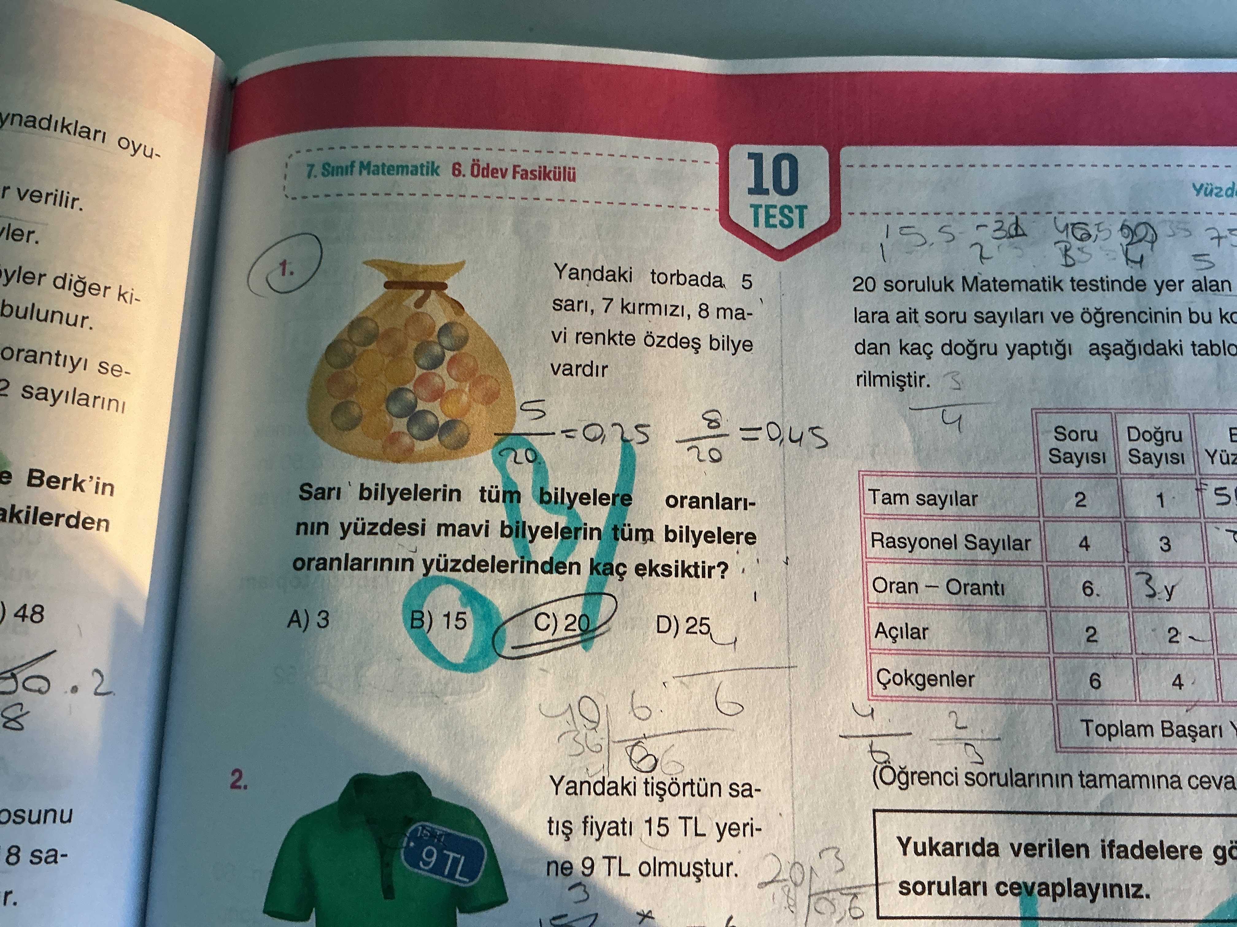 Yandaki torbada 5 sarı, 7 kırmızı, 8 mavi renkte özdeş bilye vardır Sarı bilyelerin tüm bilyelere