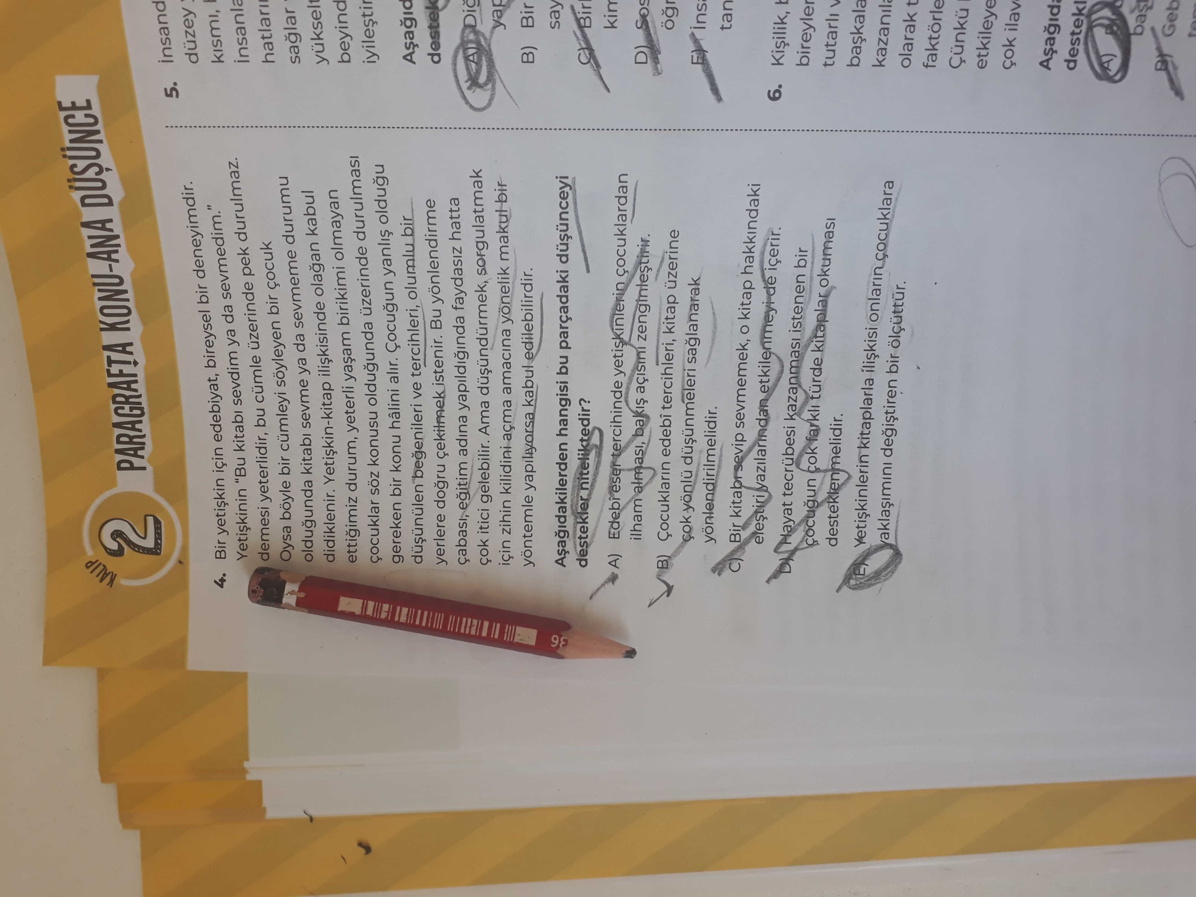 2 KONU-ANA 5. duzey Bir için edebiyat, bireysel bir deneyimdir. insanla \ demesi yeterlidir, bu uzerinde pek durulmaz. Oysa böyle bir cümleyi soyleyen bir çocuk saglar oldugunda kitabi sevme ya da sevmeme durumu didiklenir. kabul beyind ettigimiz durum, yeterli birikimi olmayan çocuklar konusu oldugunda üzerinde gereken bir konu hâlini alir. oldugu ve tercihleri, destek yerlere Bu adina yapildiginda faydasiz hatta Dig çok itici gelebilir. Ama sorgulatmak yap için zihin kilidini amacina yönelik yöntemle yapiliyorsa kabul edilebilirdir. B) say hangisi bu parçadaki destekler niteliktedir. A) çocuklardan ilham almasi, bal D) B) Çocuklarin edebî tercihleri, kitap üzerine saglanarak 2 KONU-ANA 5. insanla \ , , , , demesi yeterlidir, bu uzerinde pek durulmaz. A) çocuklardan ilham almasi, bal D) B) Çocuklarin edebî tercihleri, kitap üzerine saglanarak. ?? Model.Question.title