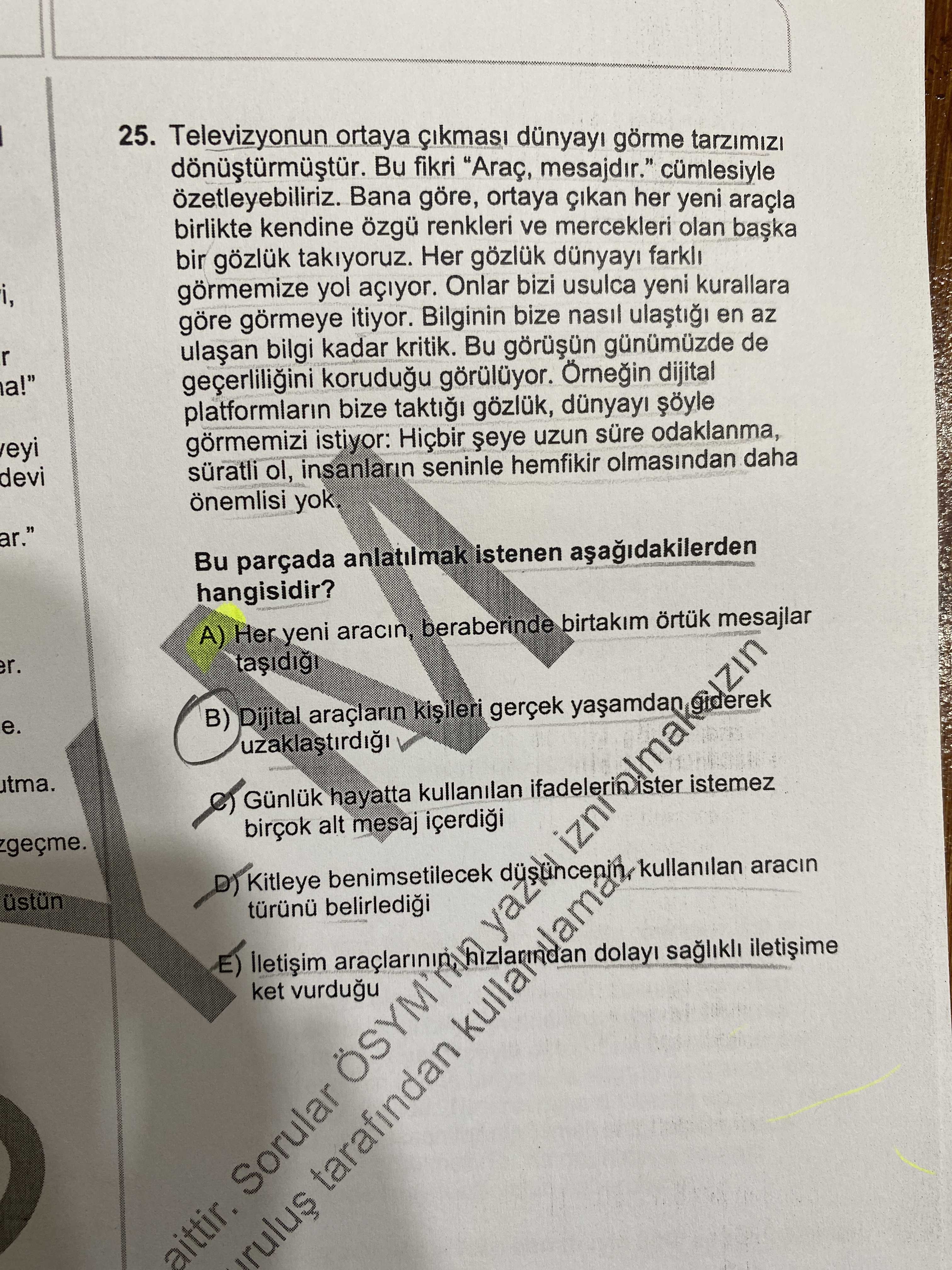 Televizyonun ortaya çıkması dünyayı görme tarzımızı dönüştürmüştür. Bu fikri "Araç, mesajdır."