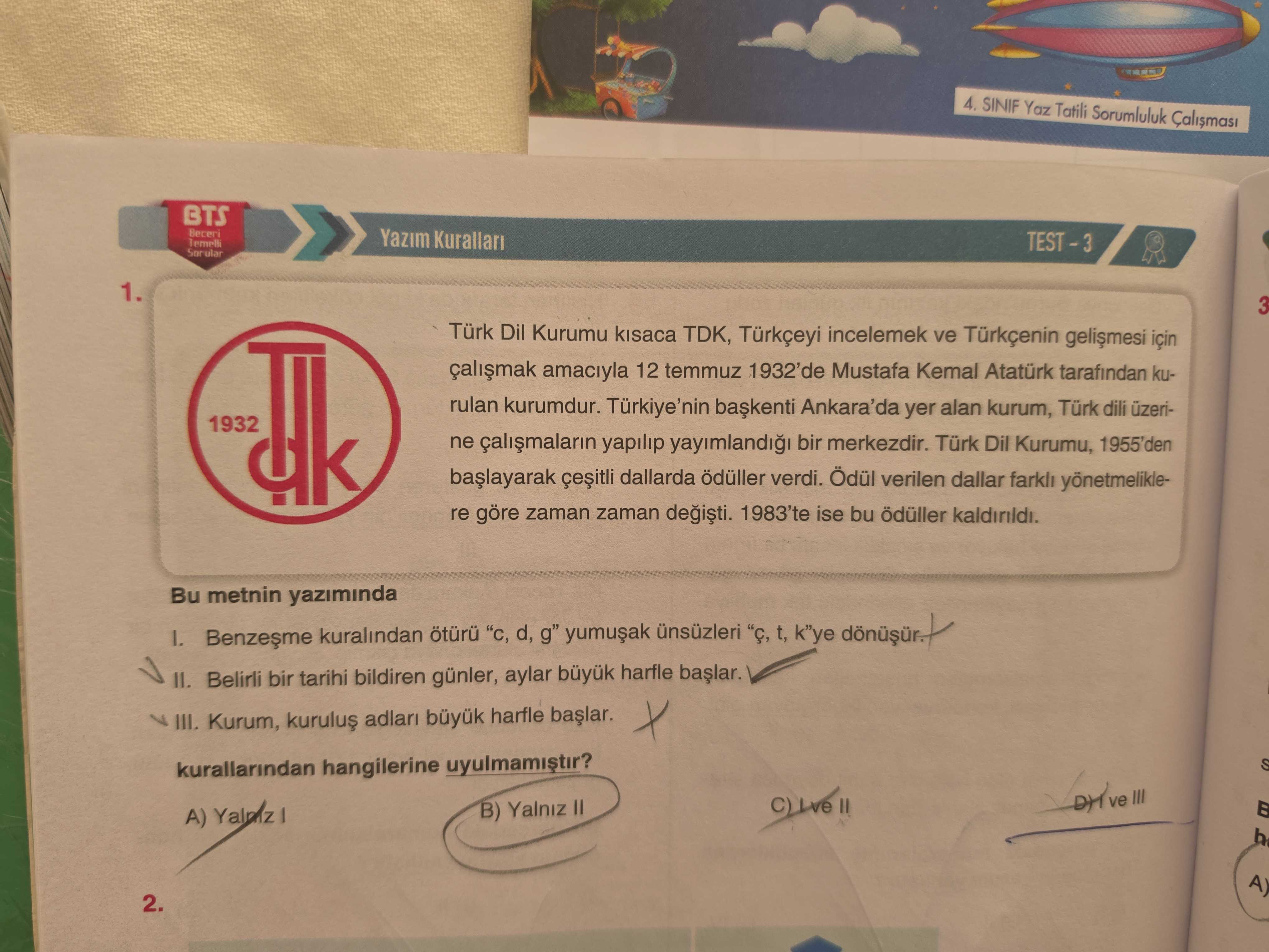 Türk Dil Kurumu kısaca TDK, Türkçeyi incelemek ve Türkçenin gelişmesi için çalışmak amacıyla 12