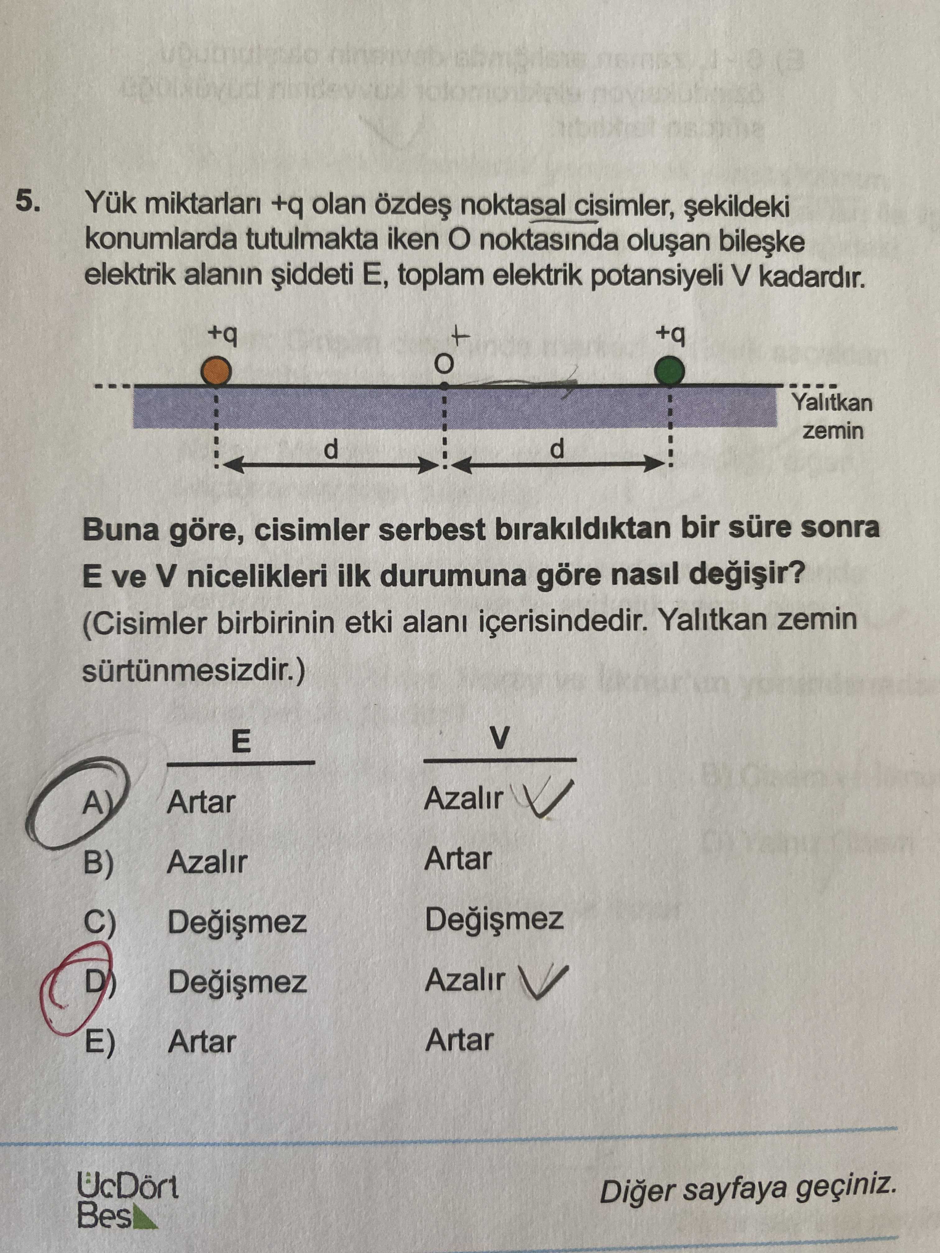 Yük miktarları +q olan özdeş noktasal cisimler, şekildeki konumlarda tutulmakta iken O noktasında